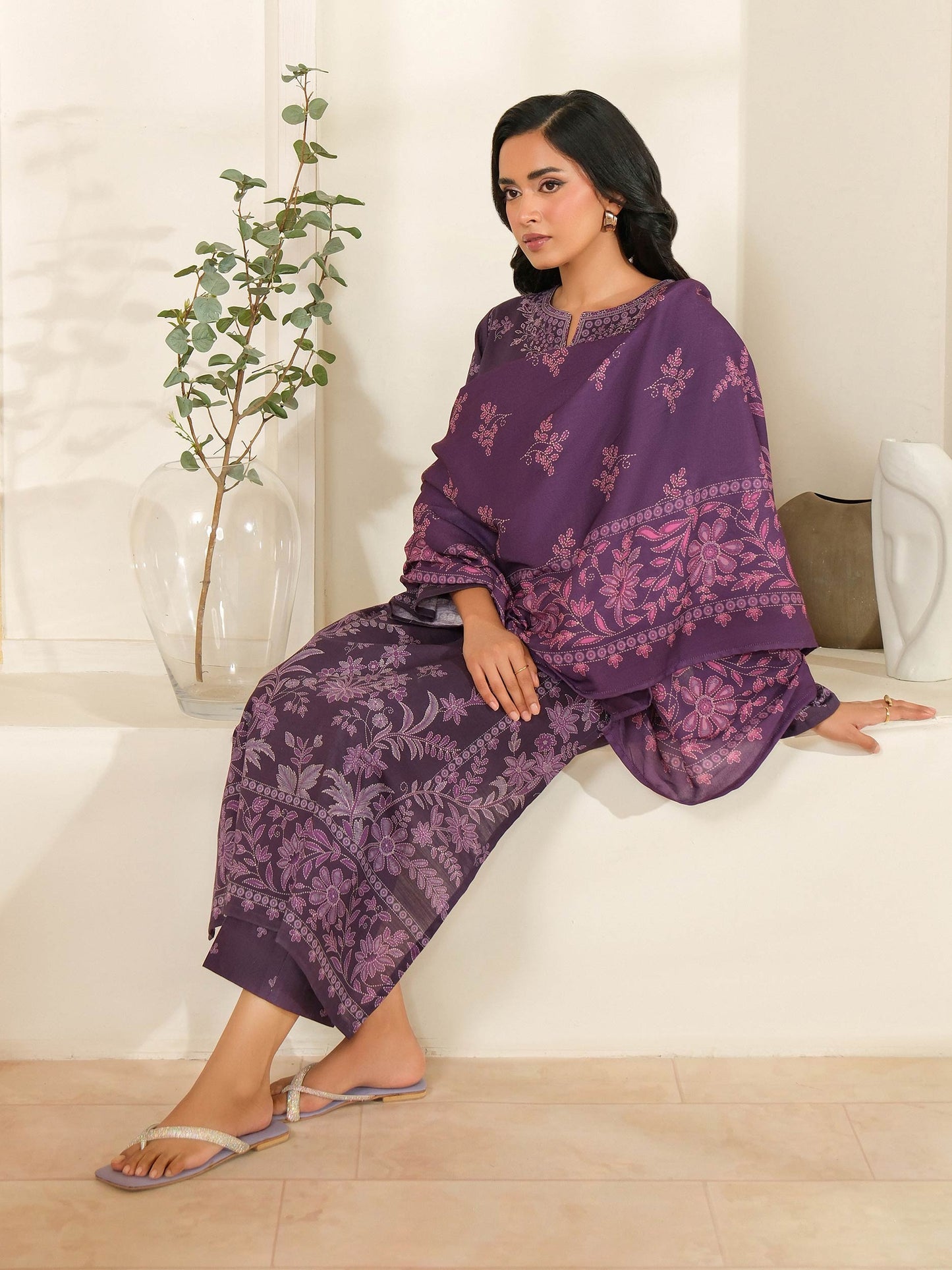 3 Piece Khaddar Suit-Paste Print (Unstitched)