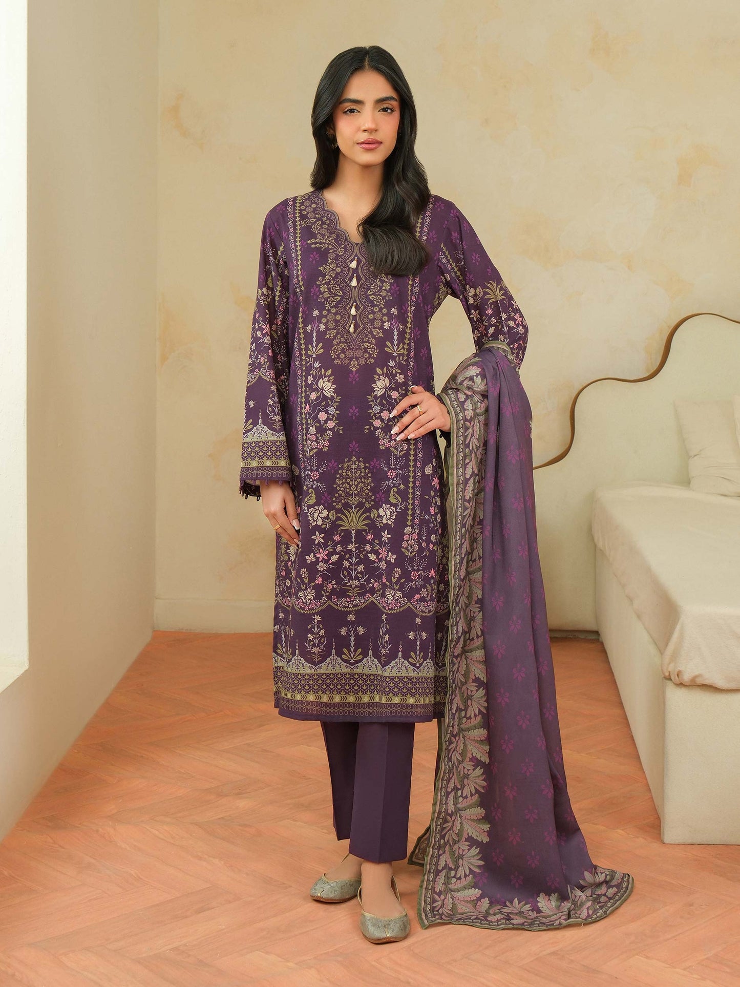 3 Piece Khaddar Suit-Printed (Unstitched)