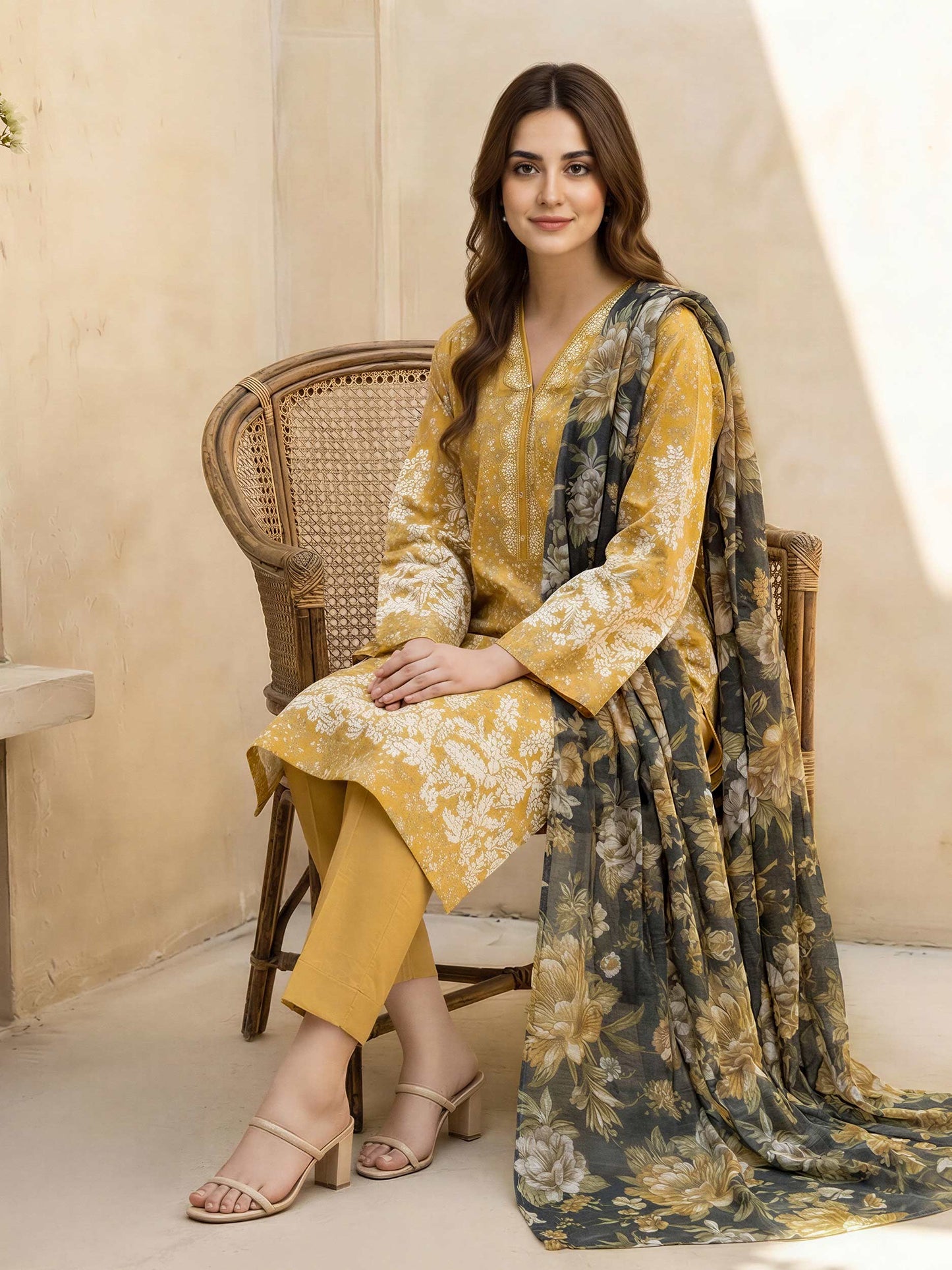 3 Piece Lawn Suit- Printed (Unstitched)