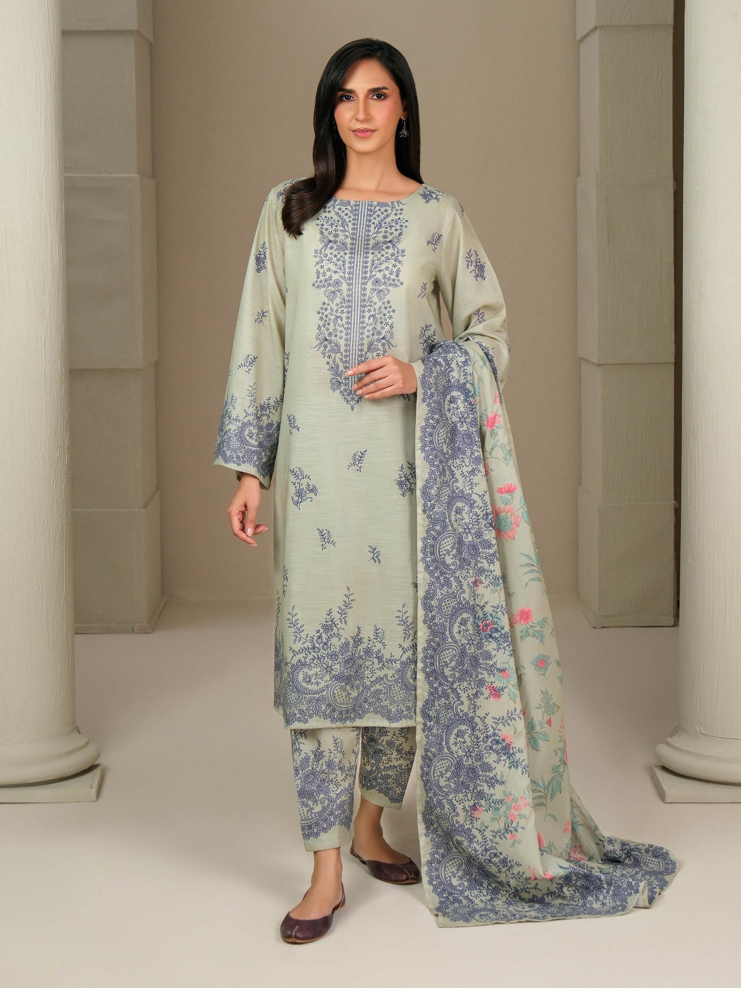 3 Piece Khaddar Suit-Printed (Unstitched)