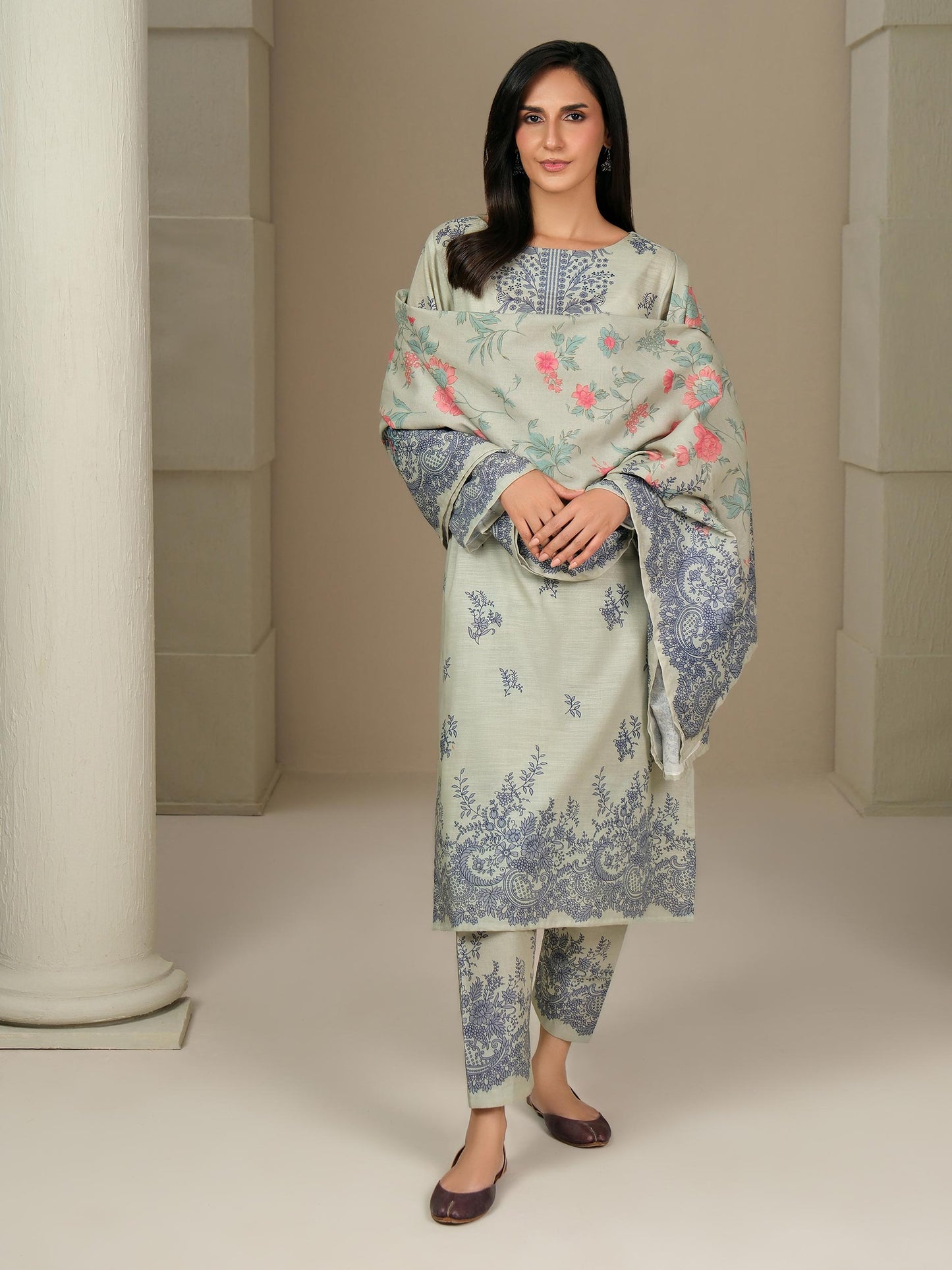 3 Piece Khaddar Suit-Printed (Unstitched)