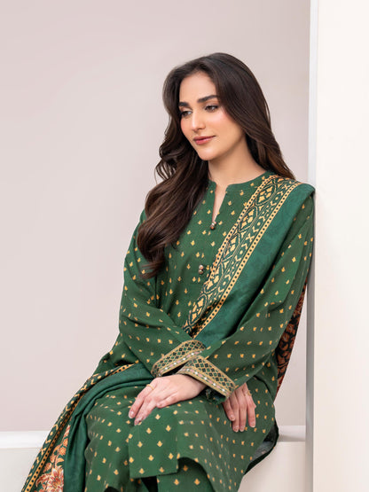 3 Piece Slub Khaddar Suit-Printed (Unstitched)