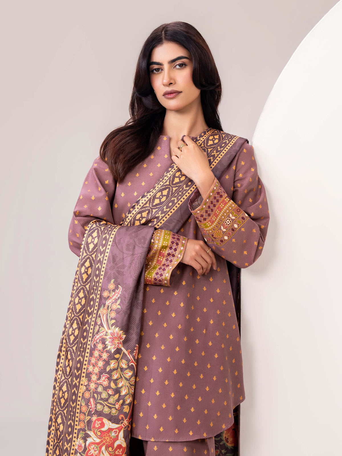 3 Piece Slub Khaddar Suit-Printed (Unstitched)