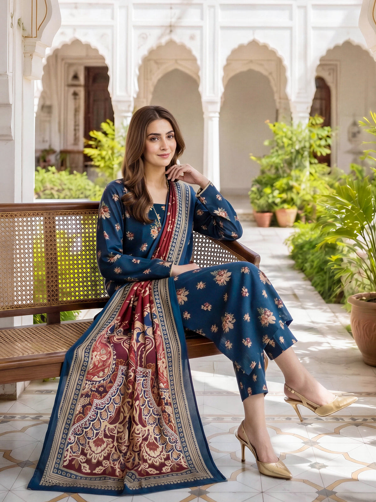 3 Piece Khaddar Paste Suit (Unstitched)
