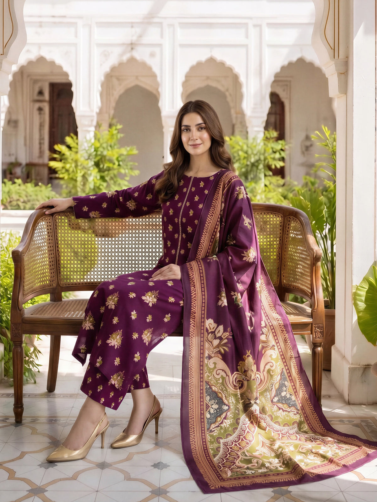 3 Piece Khaddar Paste Suit (Unstitched)