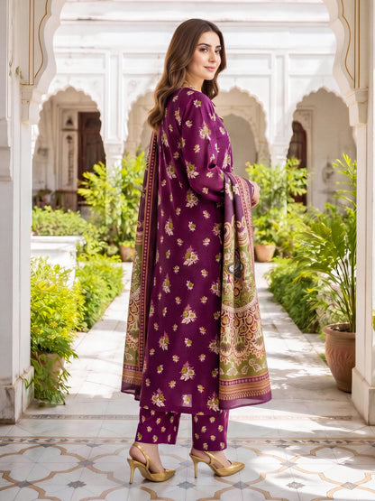 3 Piece Khaddar Paste Suit (Unstitched)