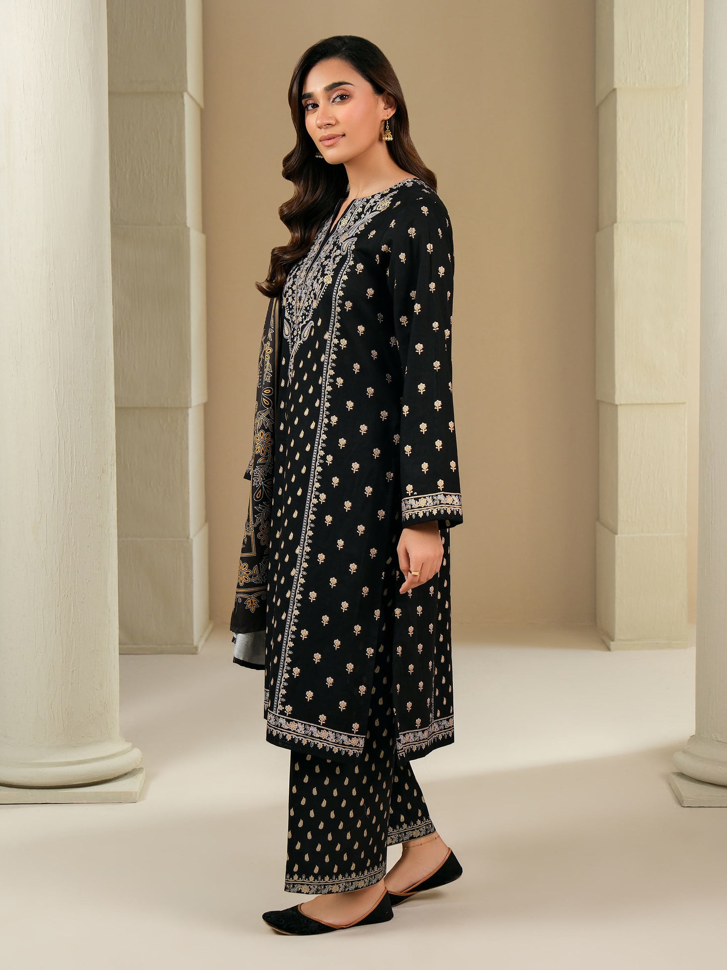 3 Piece Khaddar Suit-Paste Print (Unstitched)