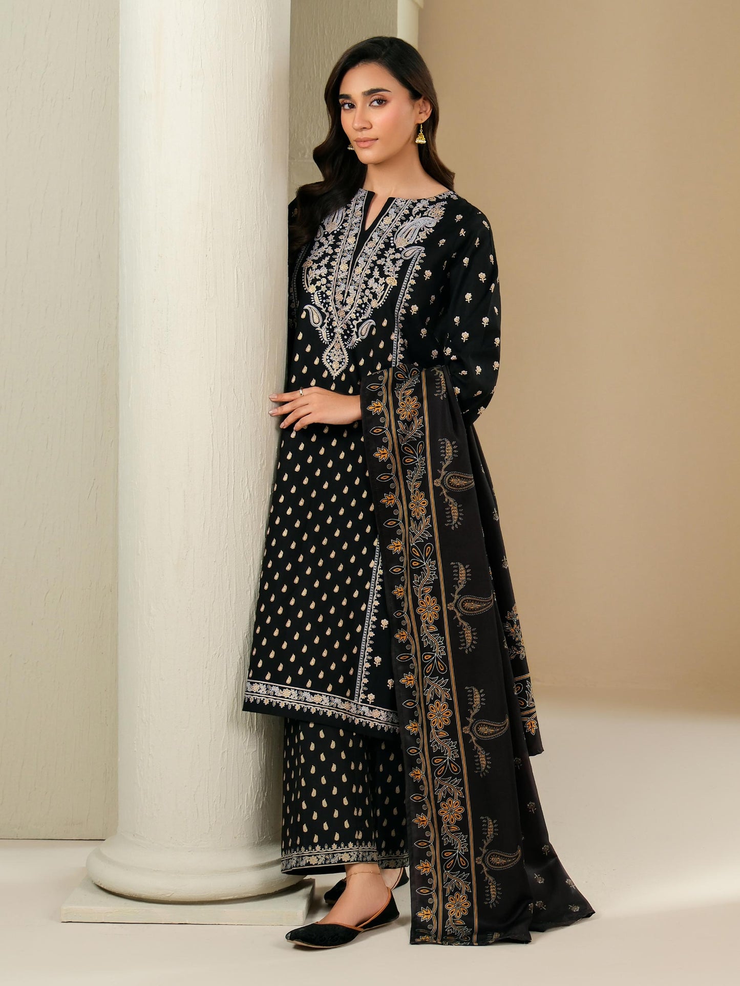 3 Piece Khaddar Suit-Paste Print (Unstitched)