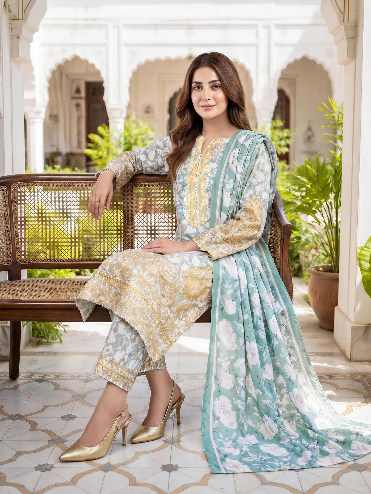 3 Piece Slub Khaddar Suit-Printed (Unstitched)