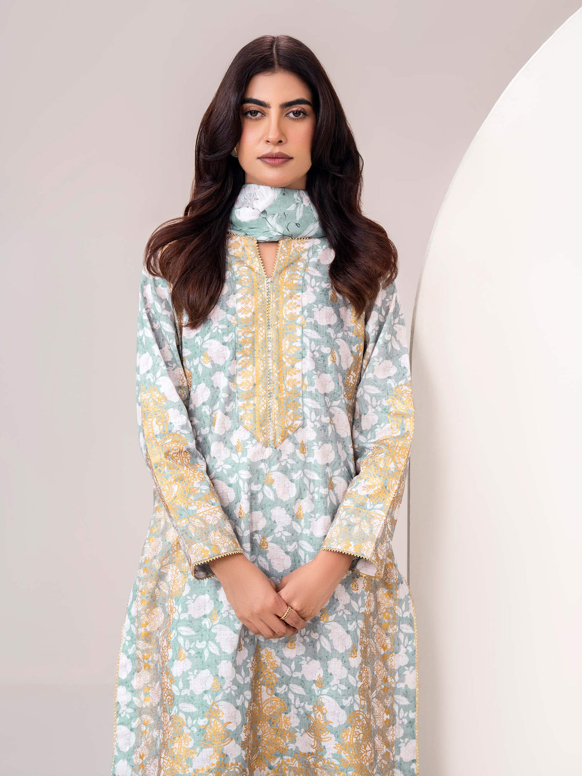 3 Piece Slub Khaddar Suit-Printed (Unstitched)