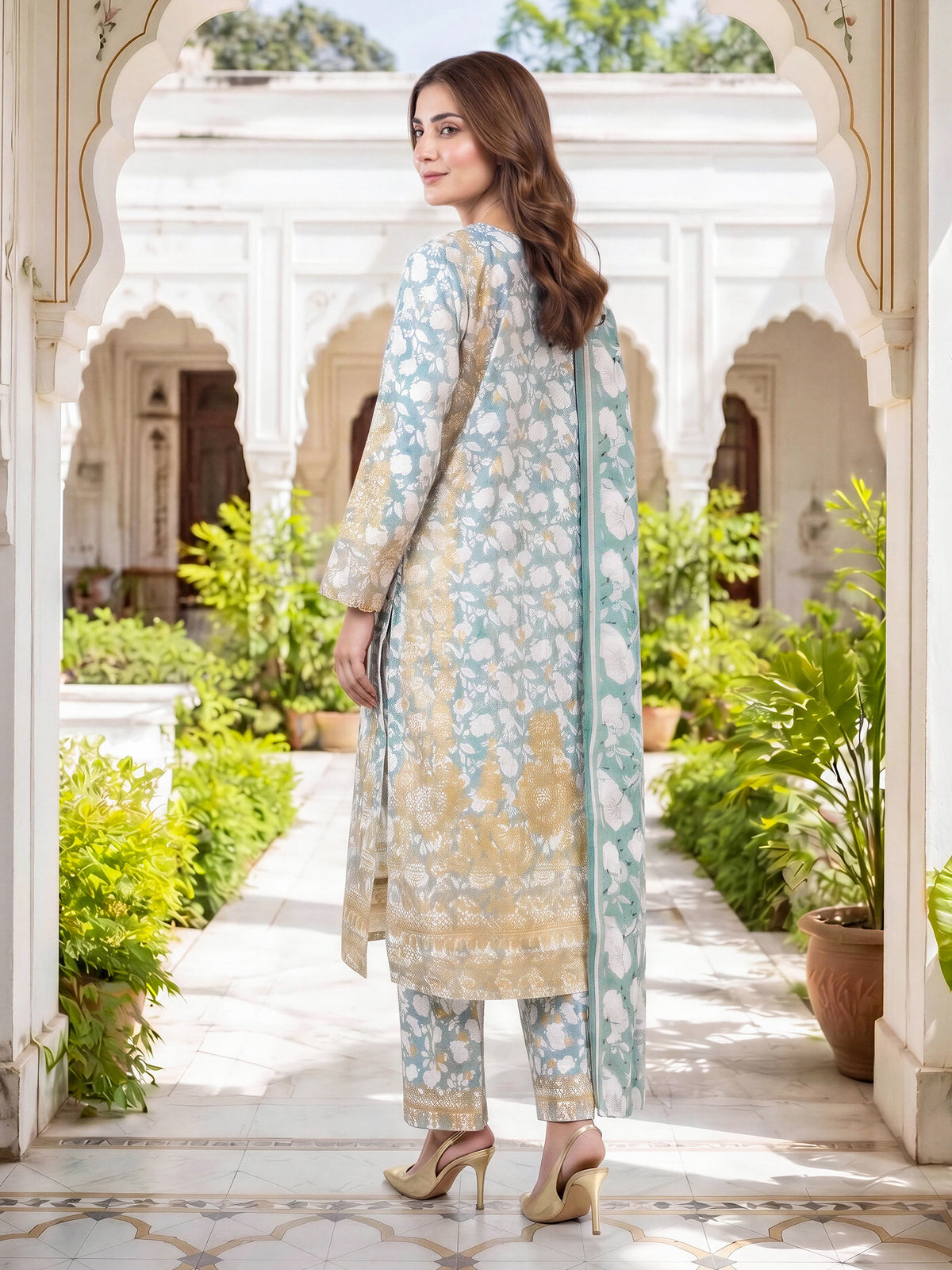 3 Piece Slub Khaddar Suit-Printed (Unstitched)