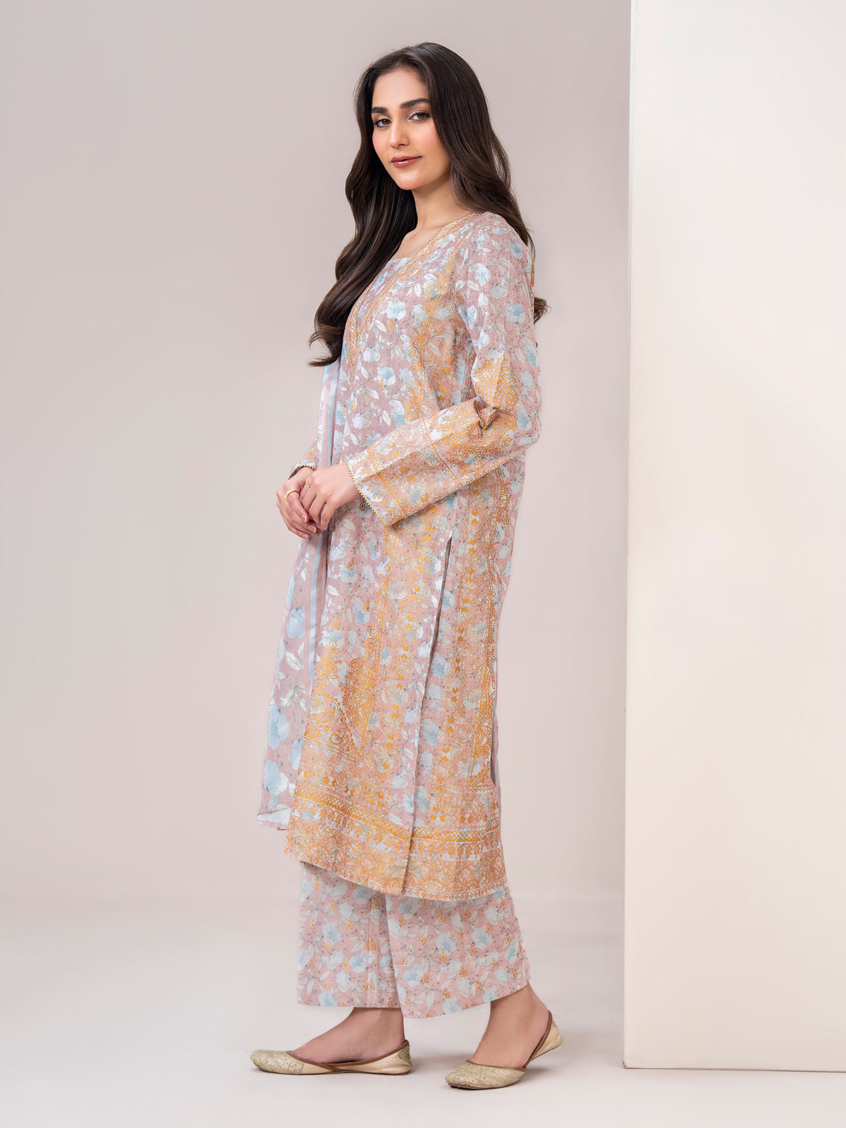 3 Piece Slub Khaddar Suit-Printed (Unstitched)