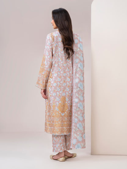 3 Piece Slub Khaddar Suit-Printed (Unstitched)