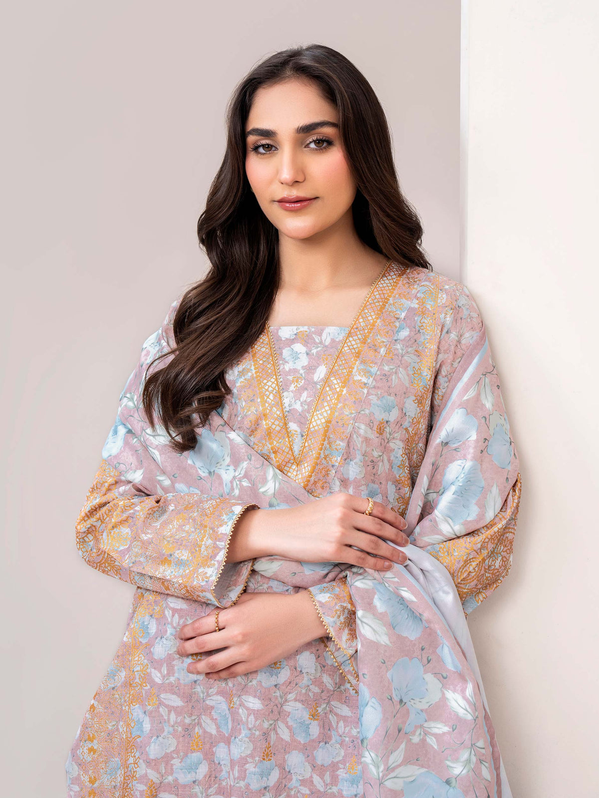 3 Piece Slub Khaddar Suit-Printed (Unstitched)