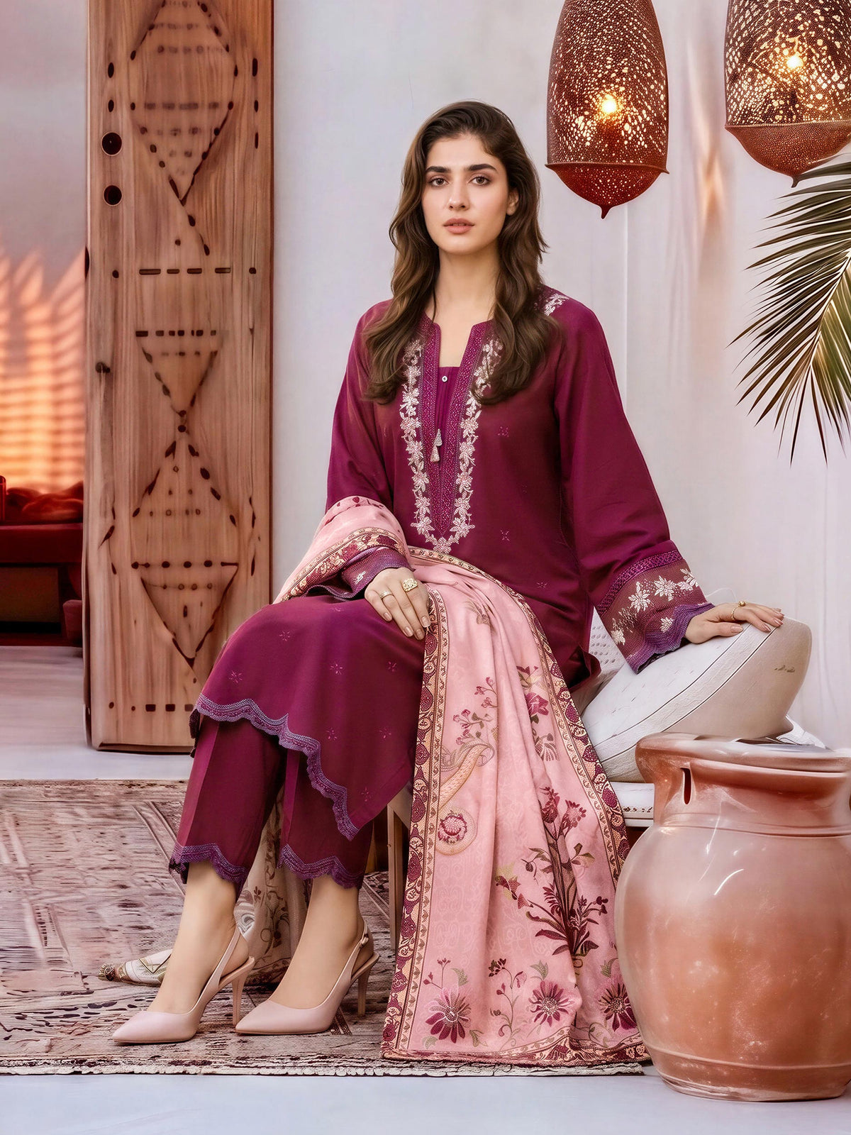 3 Piece Khaddar Suit- Embroidered (Unstitched)