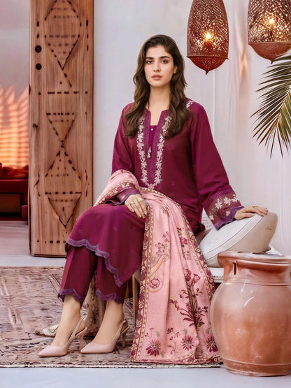 3 Piece Khaddar Suit- Embroidered (Unstitched)