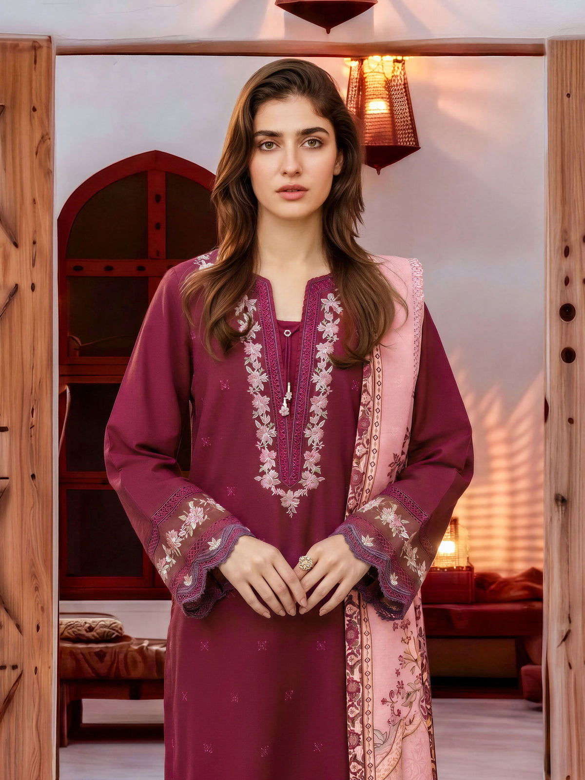 3 Piece Khaddar Suit- Embroidered (Unstitched)