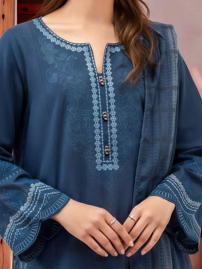 3 Piece Slub Khaddar Suit-Embroidered (Unstitched)