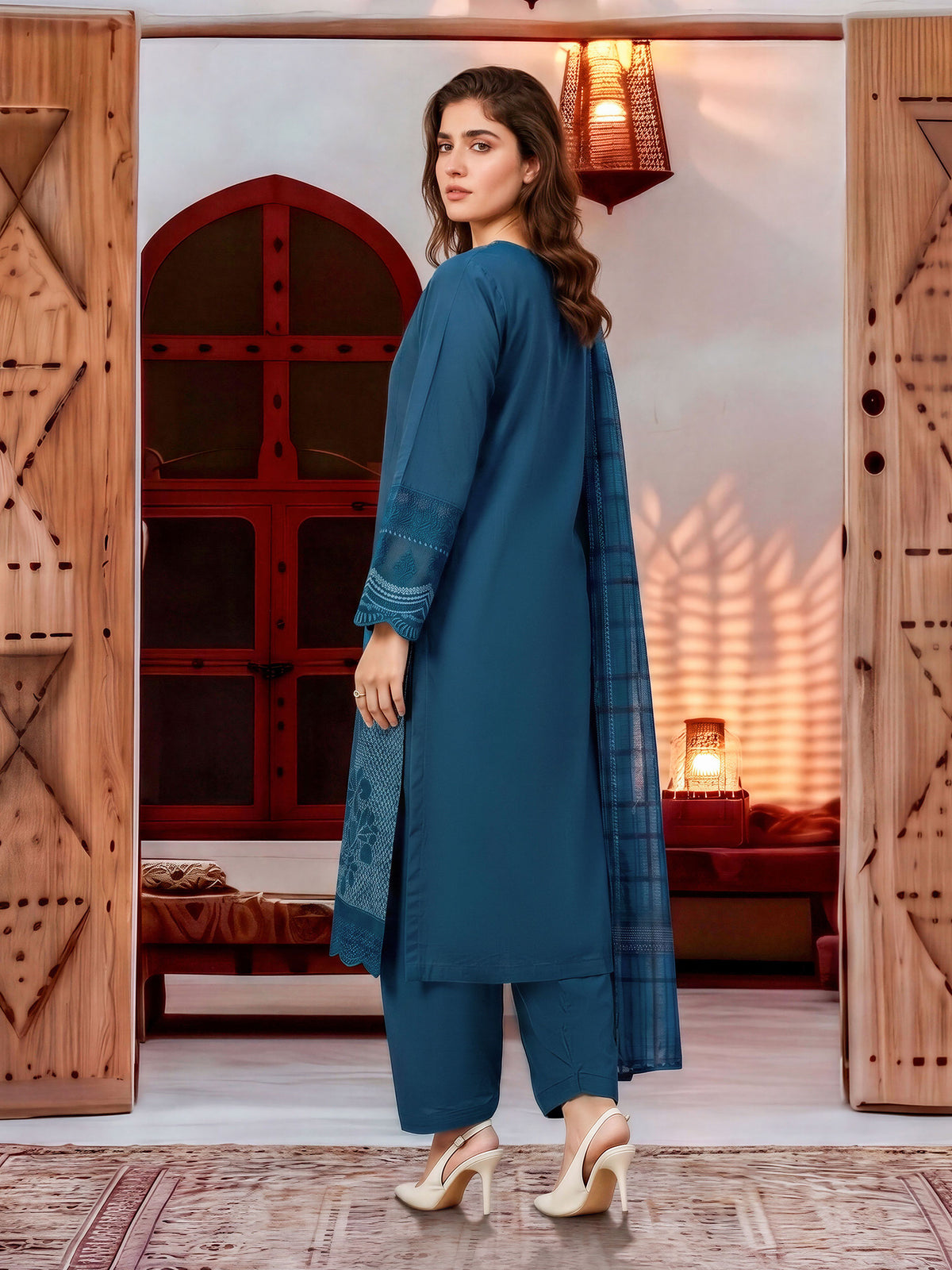 3 Piece Slub Khaddar Suit-Embroidered (Unstitched)
