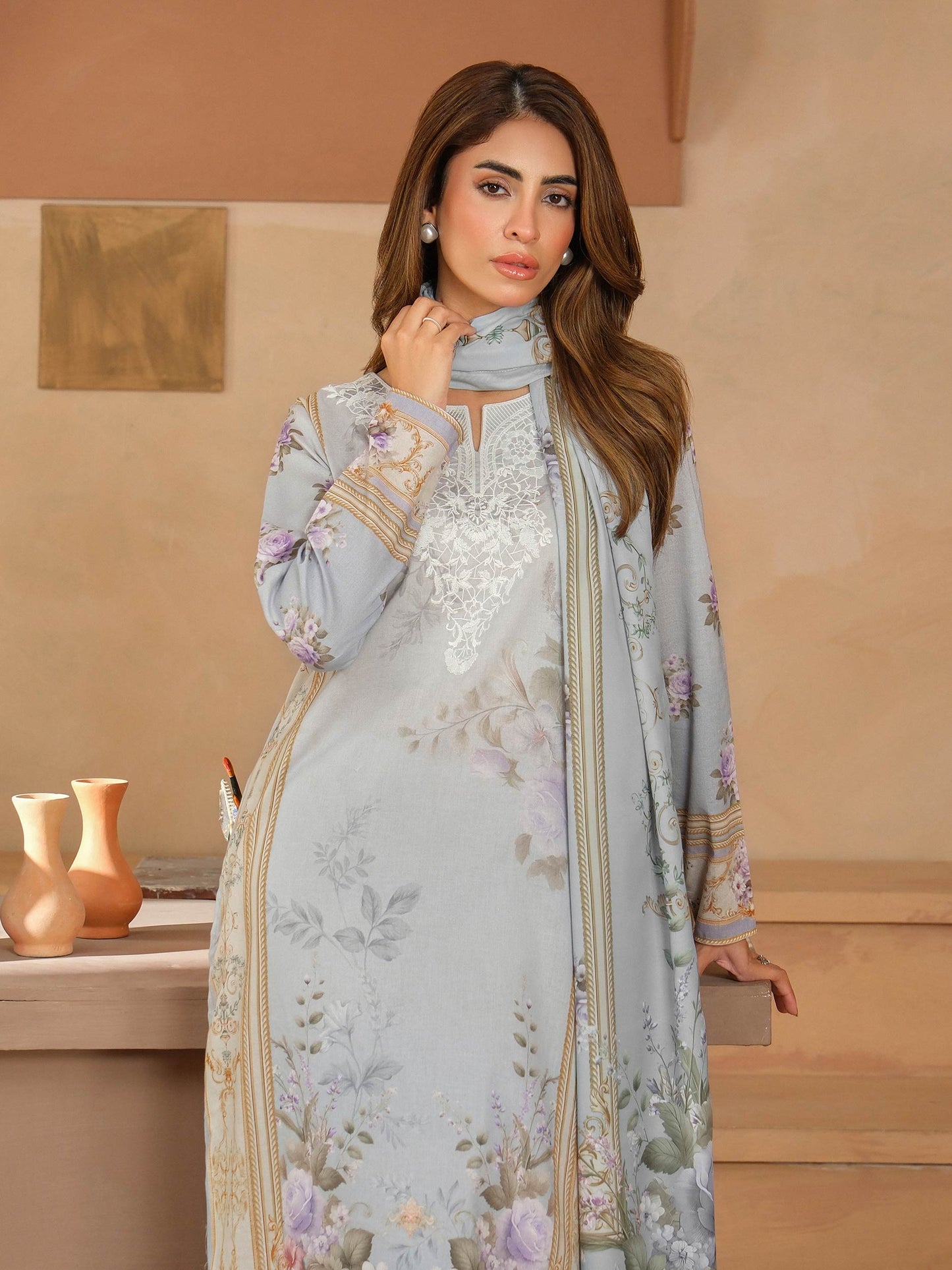 3 Piece Khaddar Suit-Embroidered (Unstitched)