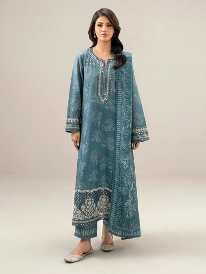 3 Piece Slub Khaddar Suit-Embroidered (Unstitched)
