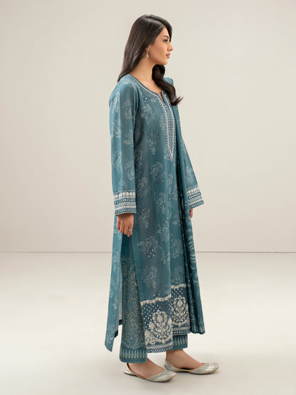 3 Piece Slub Khaddar Suit-Embroidered (Unstitched)