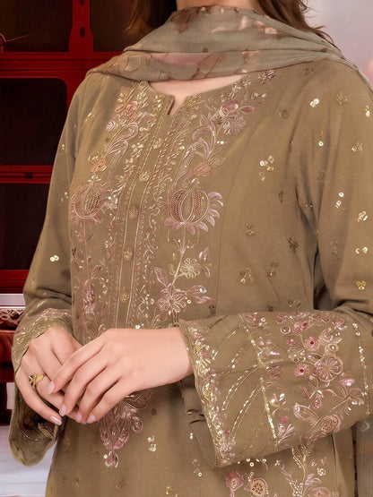 3 Piece Karandi Suit-Embroidered (Unstitched)