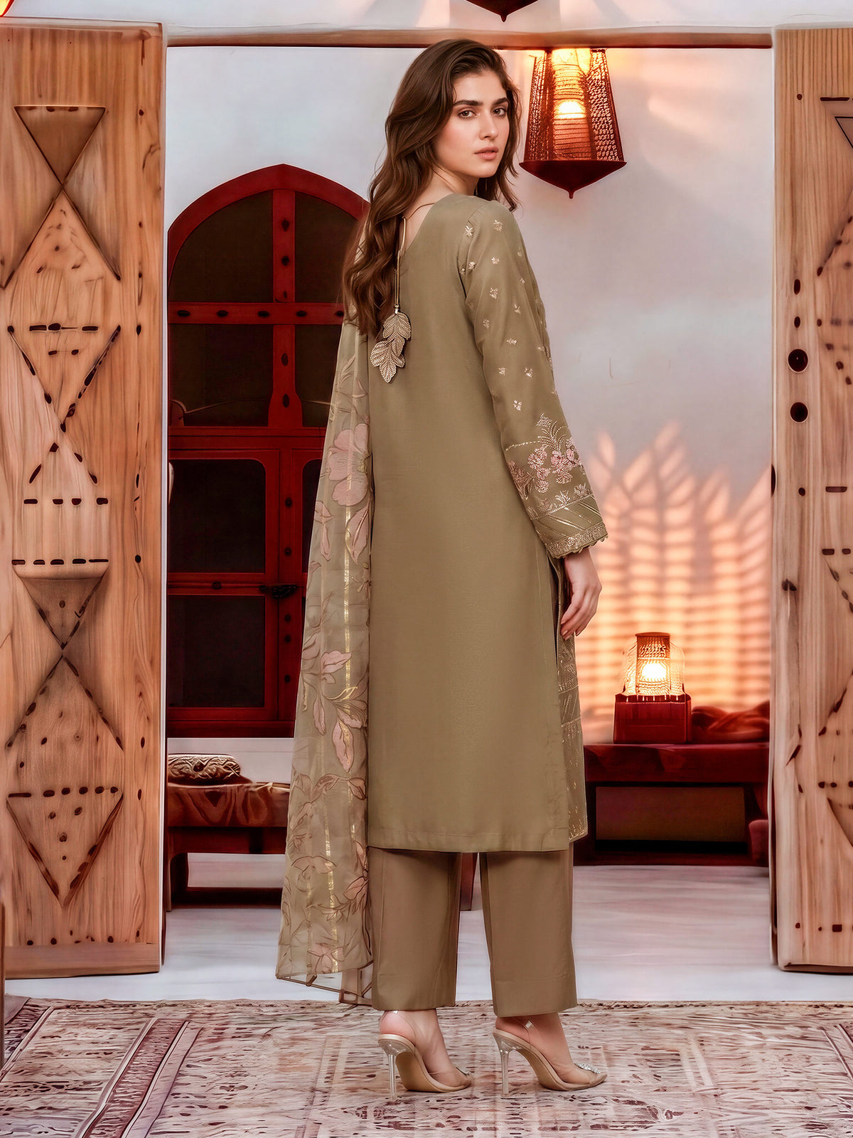3 Piece Karandi Suit-Embroidered (Unstitched)