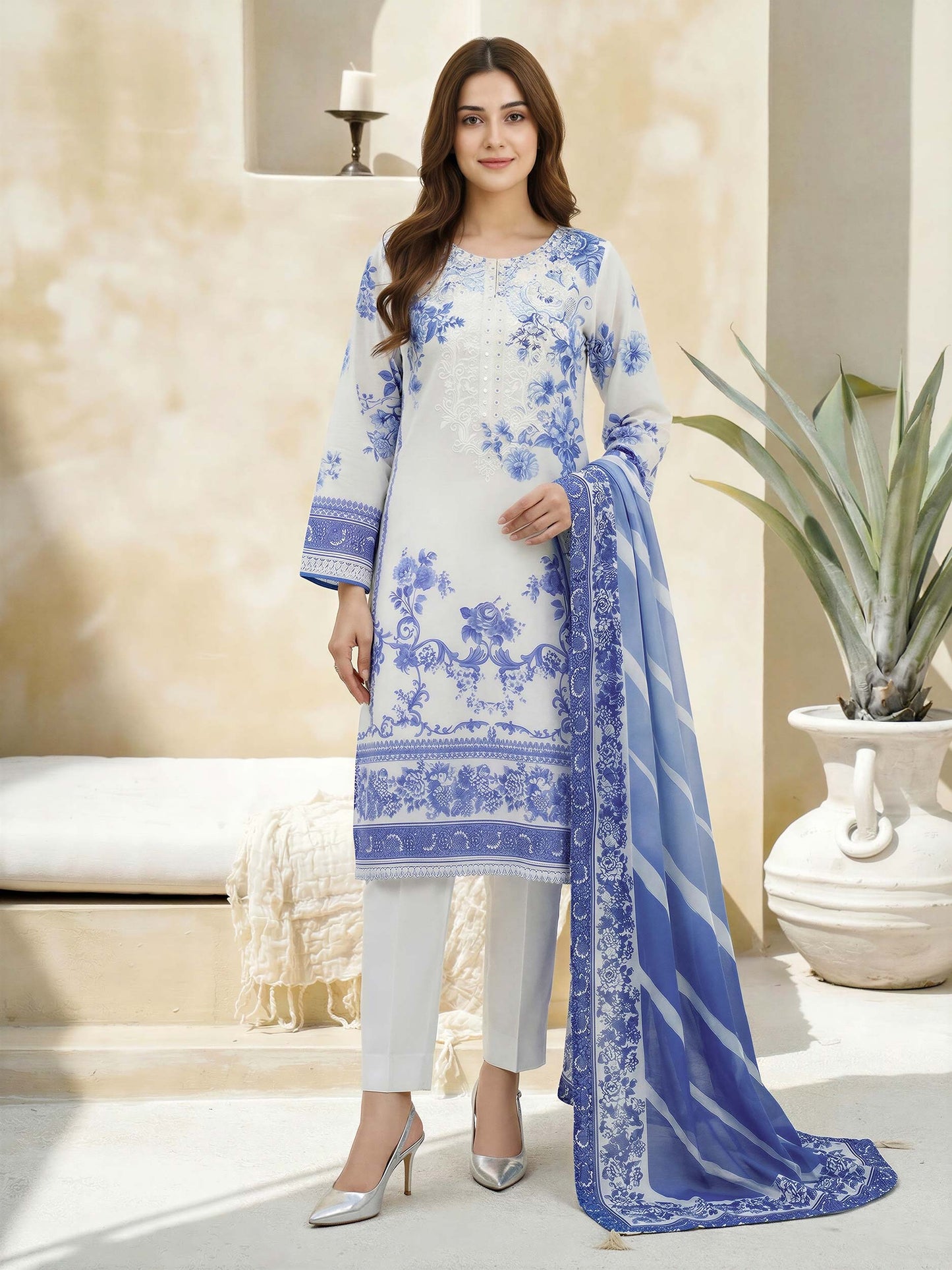 3 Piece Lawn Suit-Embroidered (Unstitched)