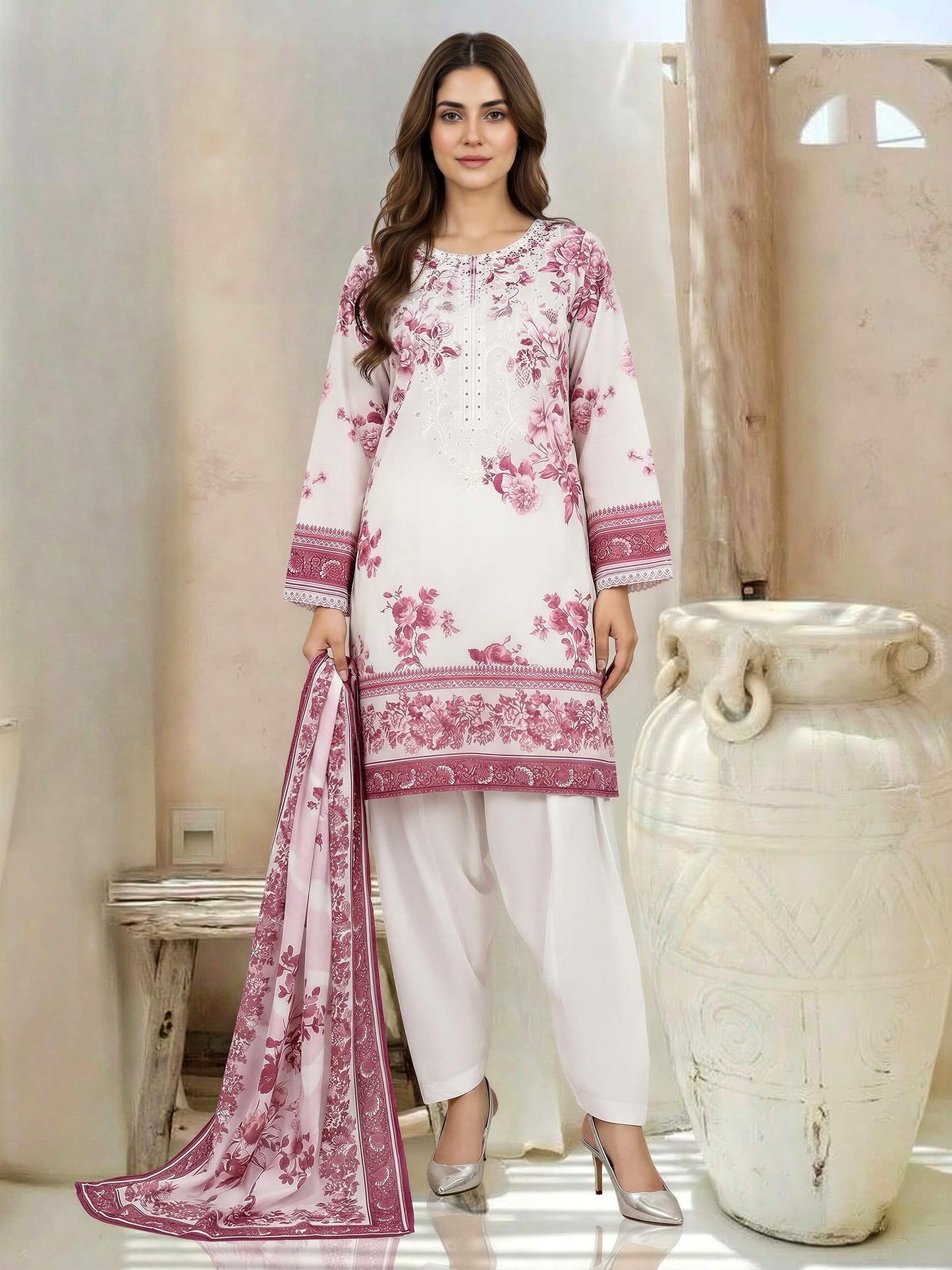 3 Piece Lawn Suit-Embroidered (Unstitched)