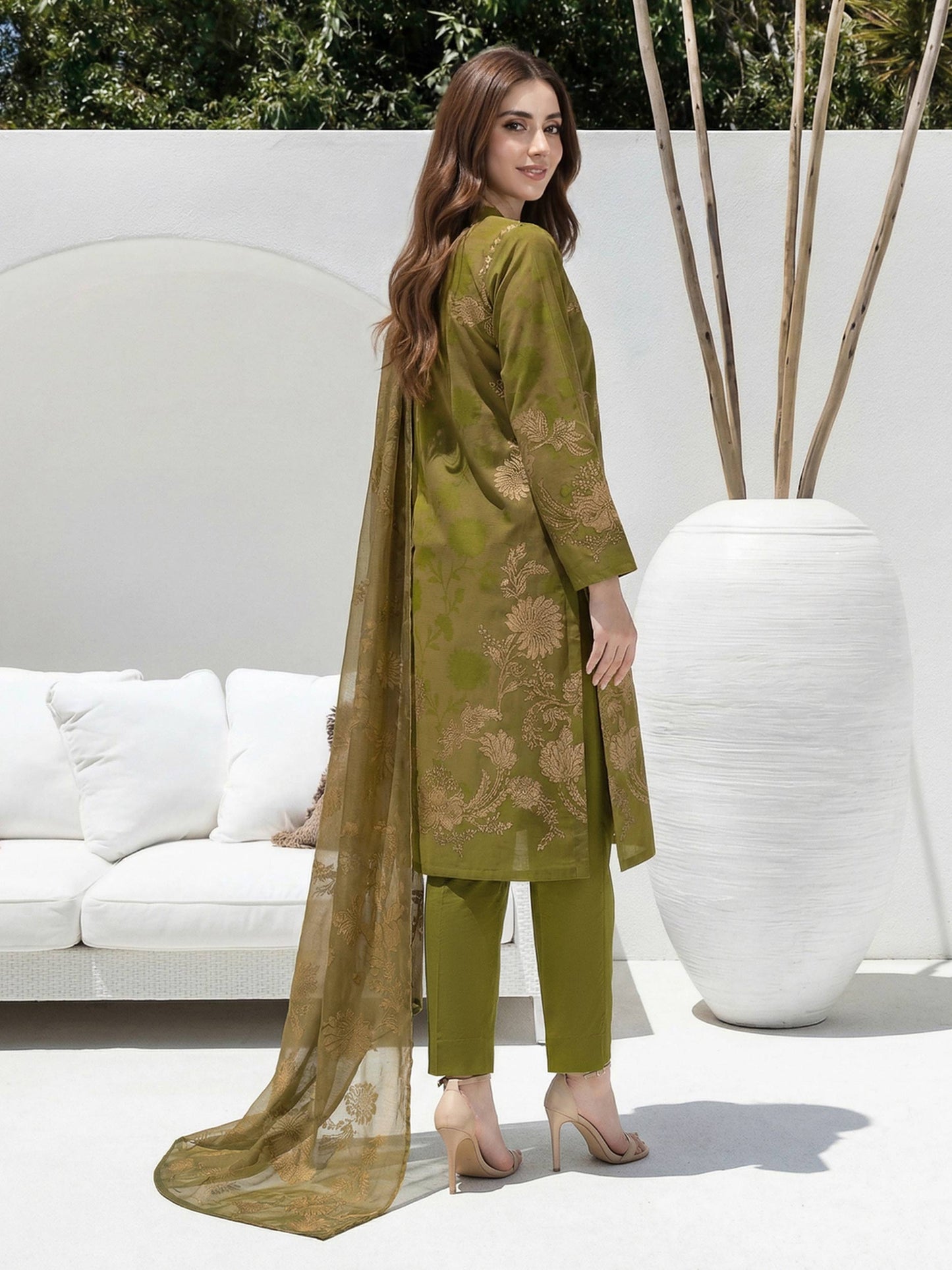 3 Piece Lawn Slub Suit (Unstitched)