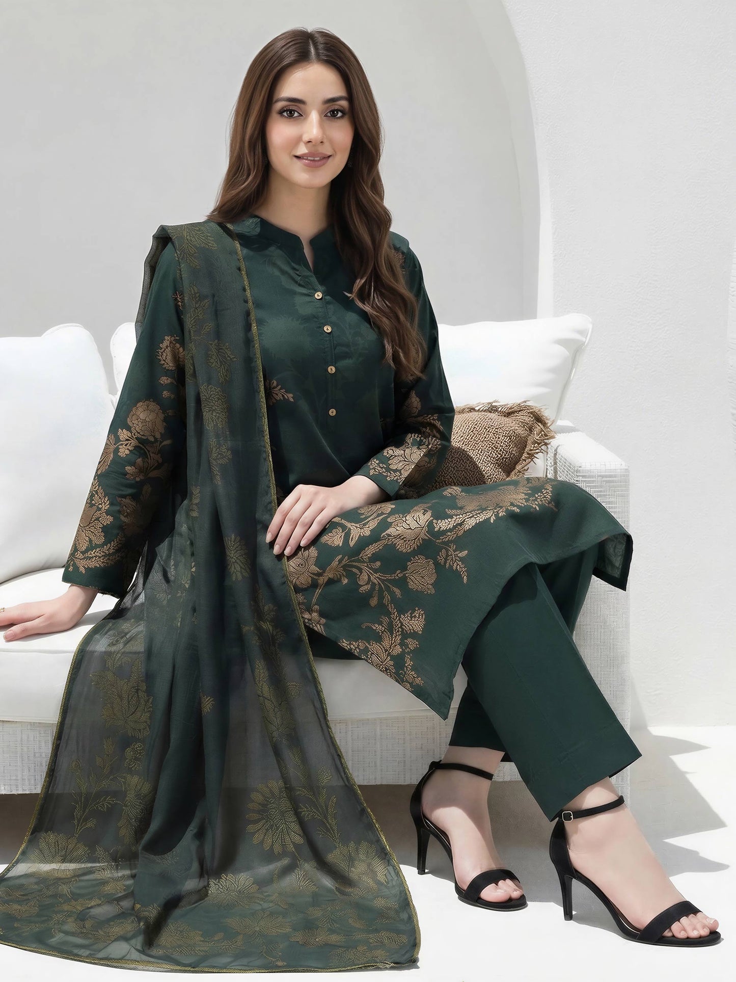 3 Piece Lawn Slub Suit (Unstitched)