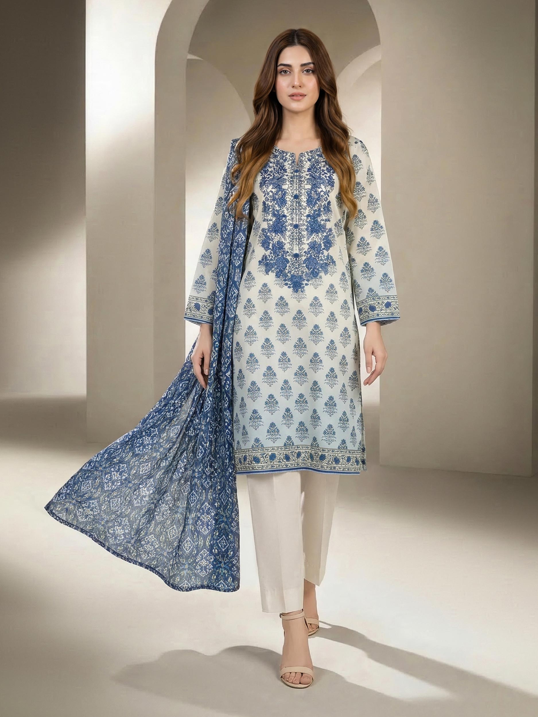 3 Piece Lawn Suit-Embroidered (Unstitched)