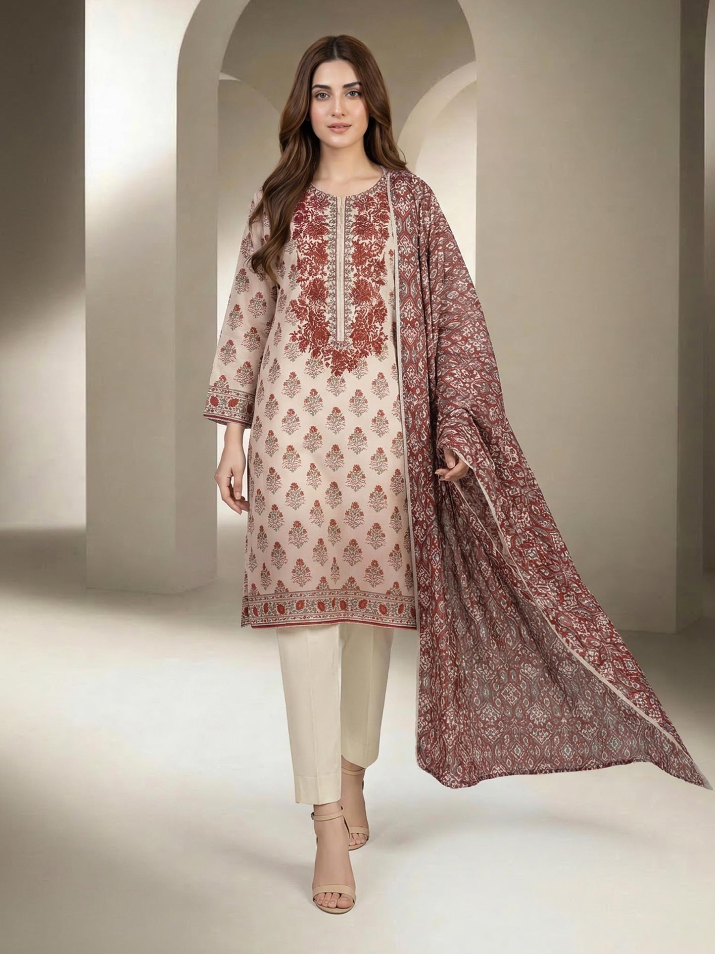 3 Piece Lawn Suit-Embroidered (Unstitched)