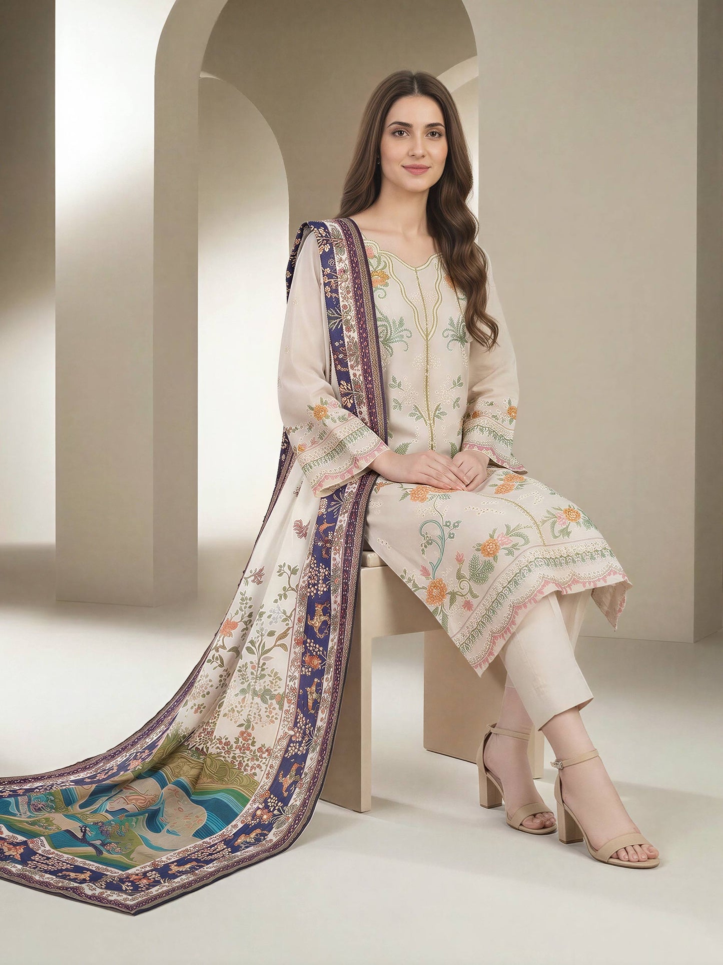 3 Piece Lawn Suit- Embroidered (Unstitched)