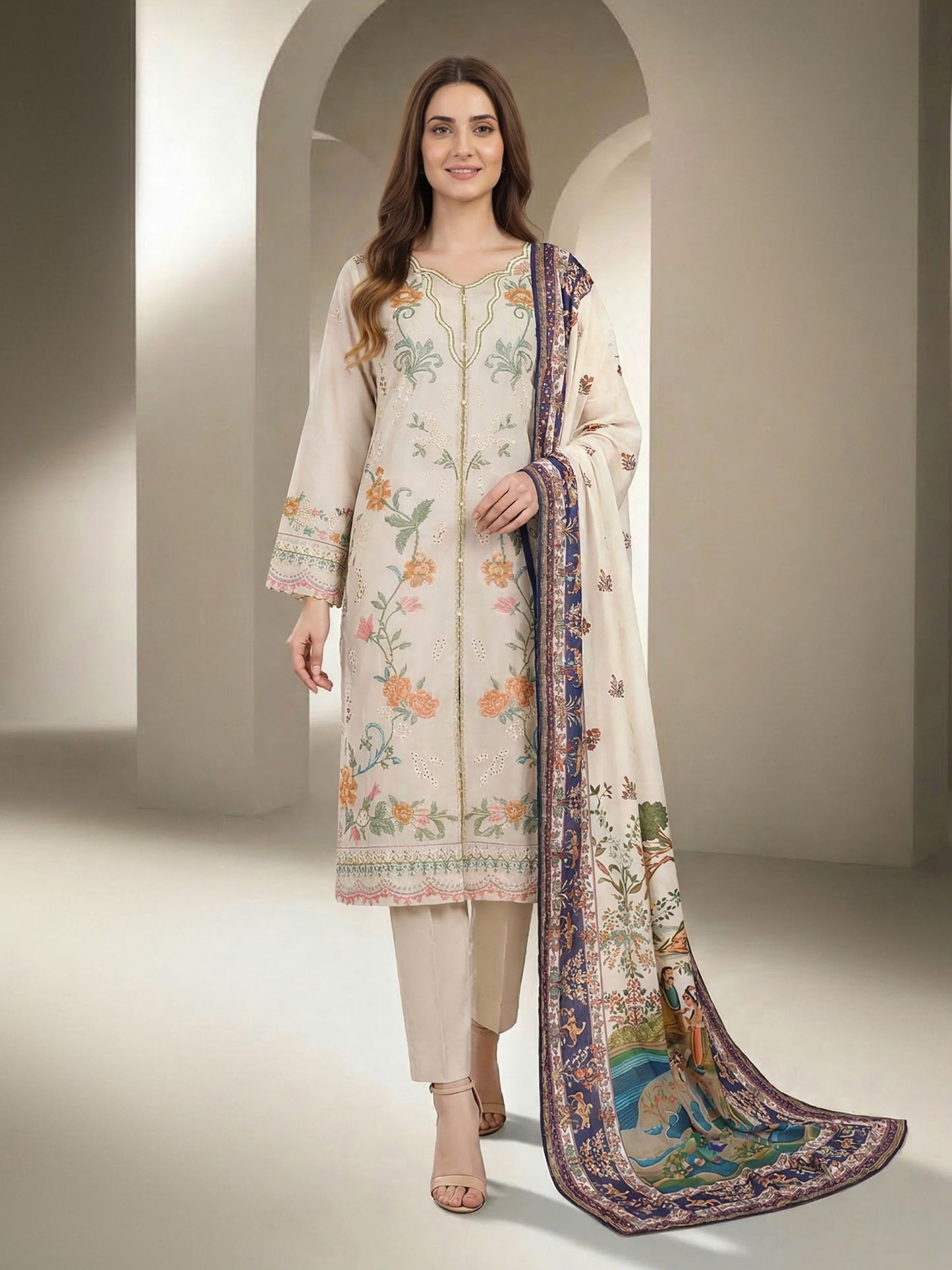 3 Piece Lawn Suit- Embroidered (Unstitched)