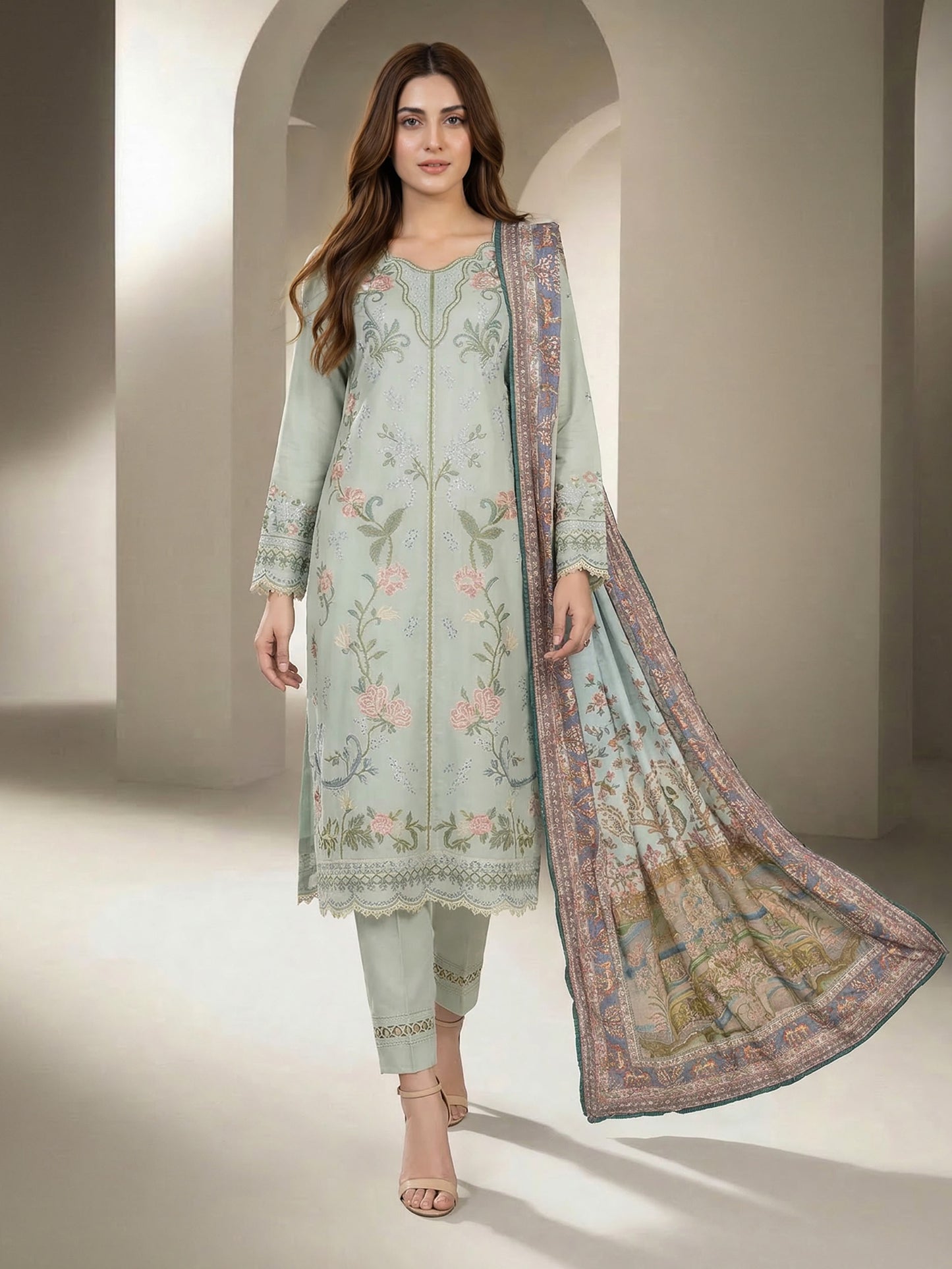 3 Piece Lawn Suit- Embroidered (Unstitched)