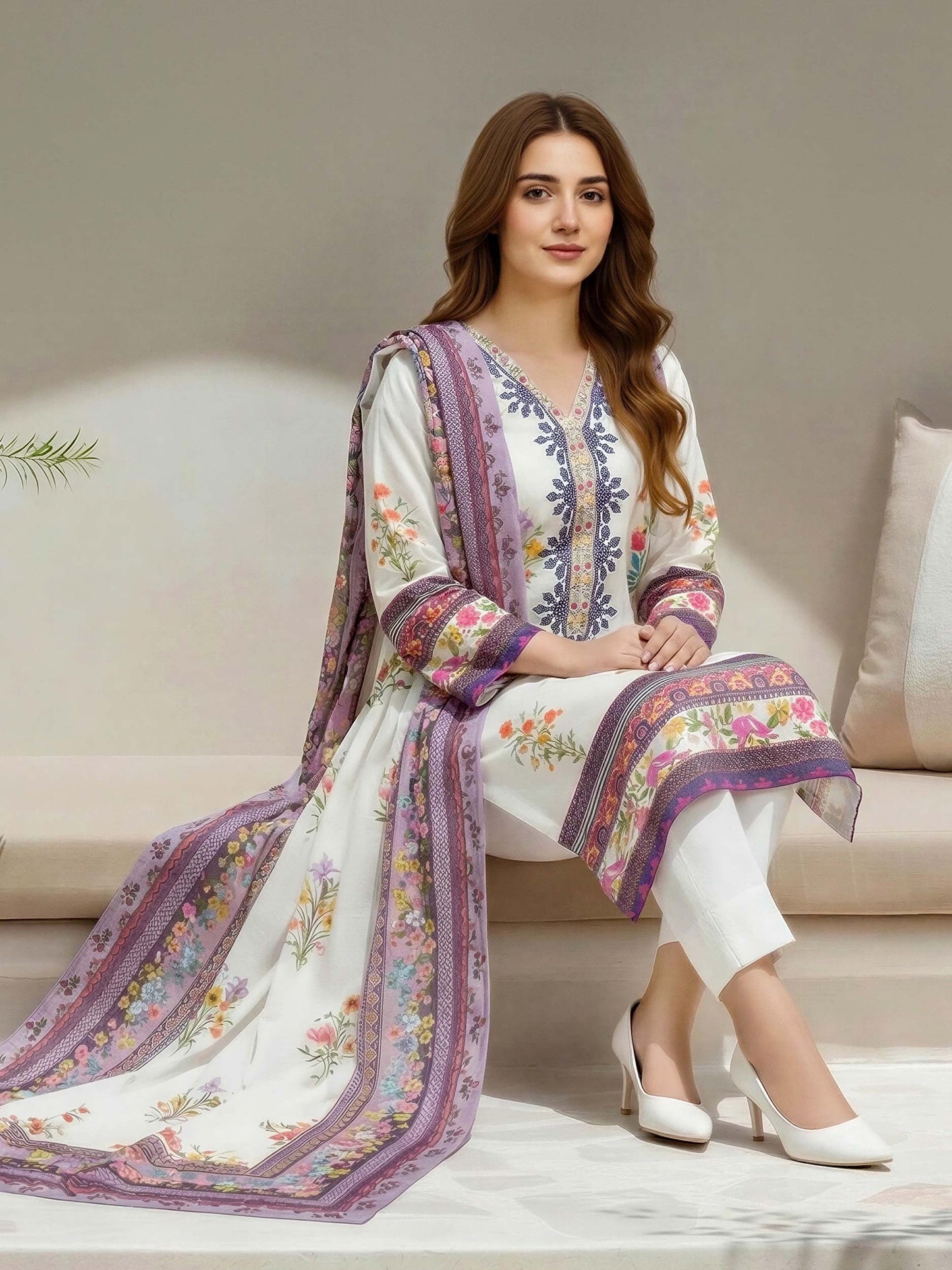 3 Piece Lawn Suit- Embroidered (Unstitched)