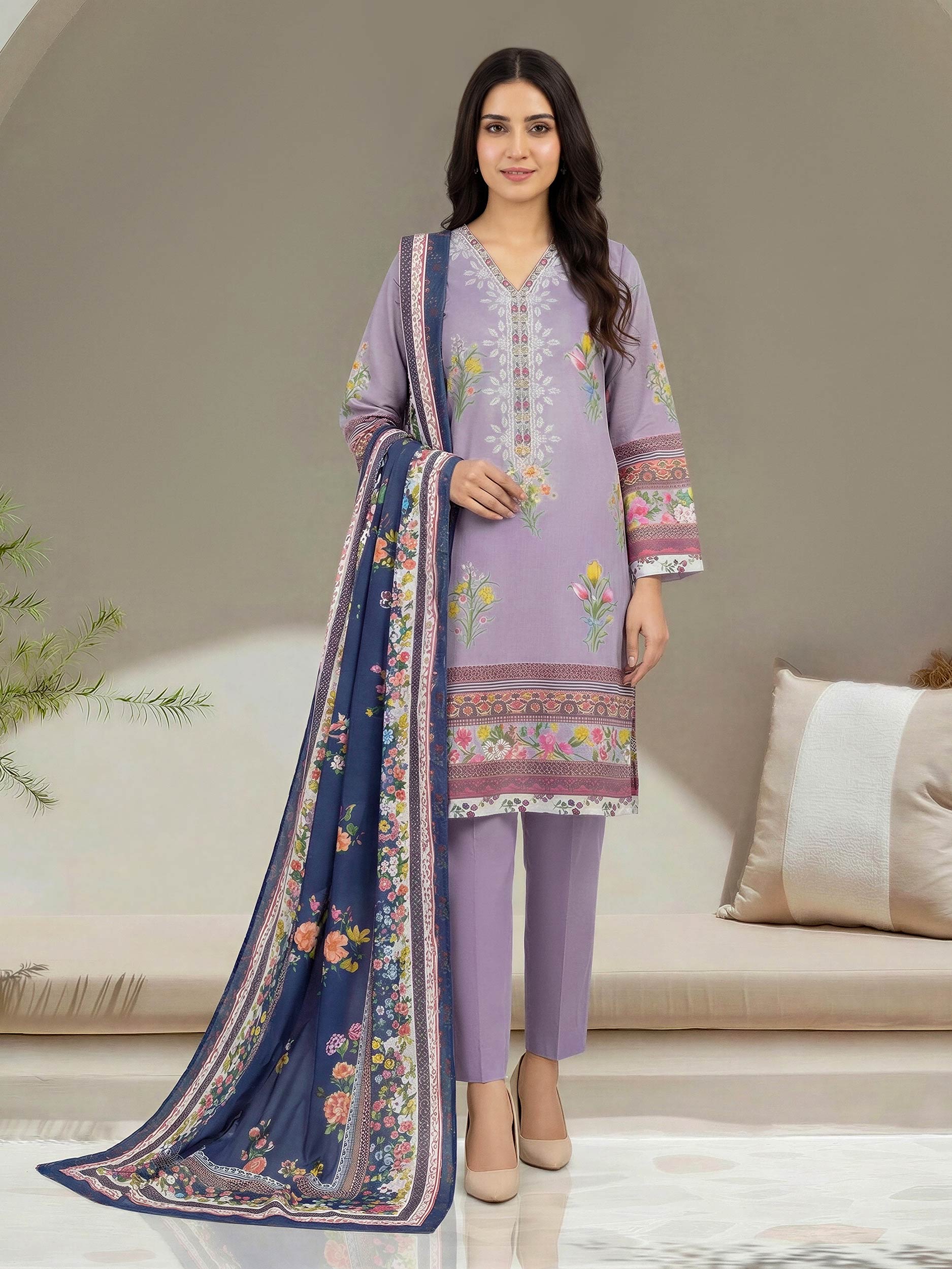 3 Piece Lawn Suit- Embroidered (Unstitched)