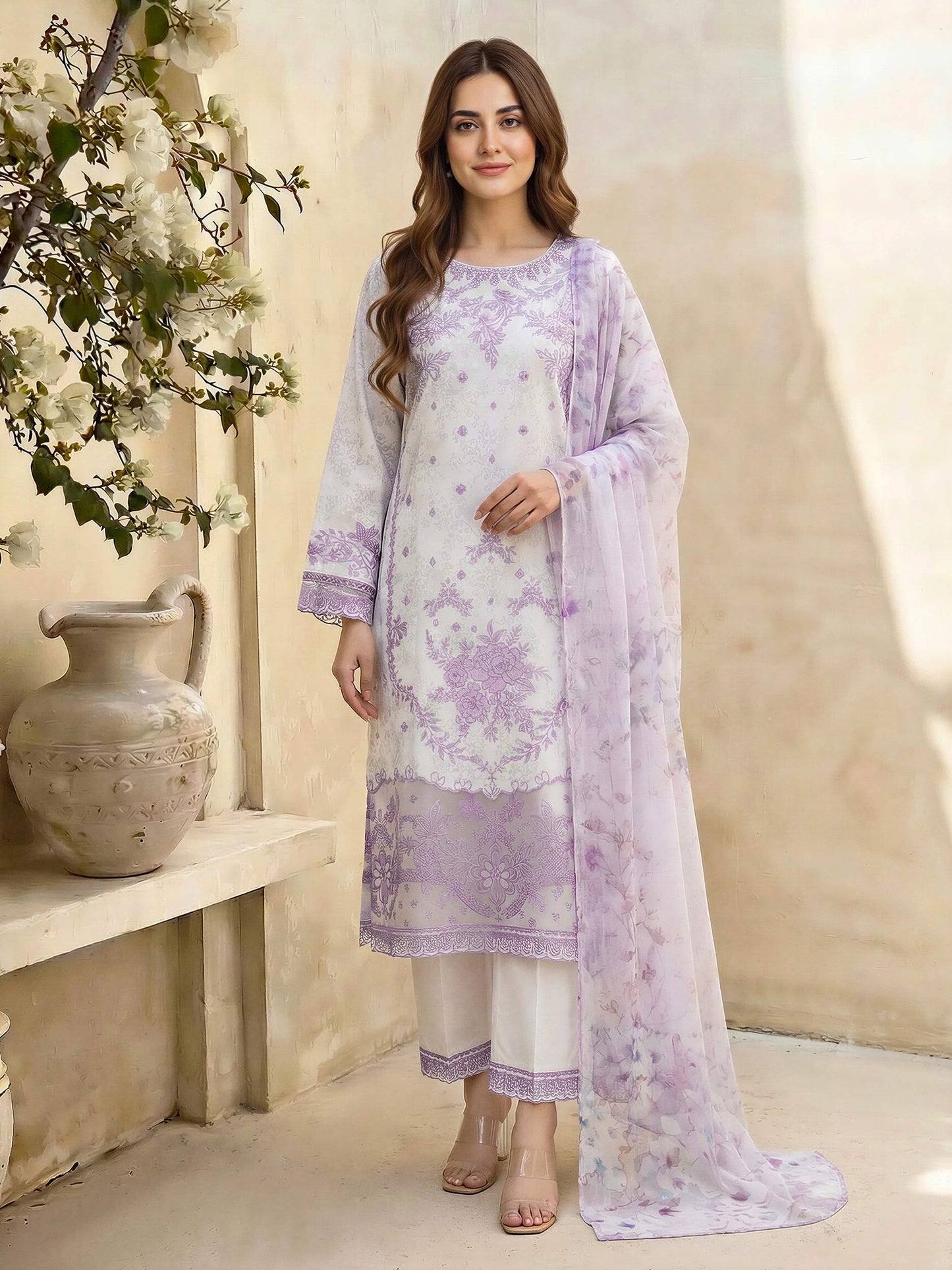 3 Piece Lawn Suit- Embroidered (Unstitched)