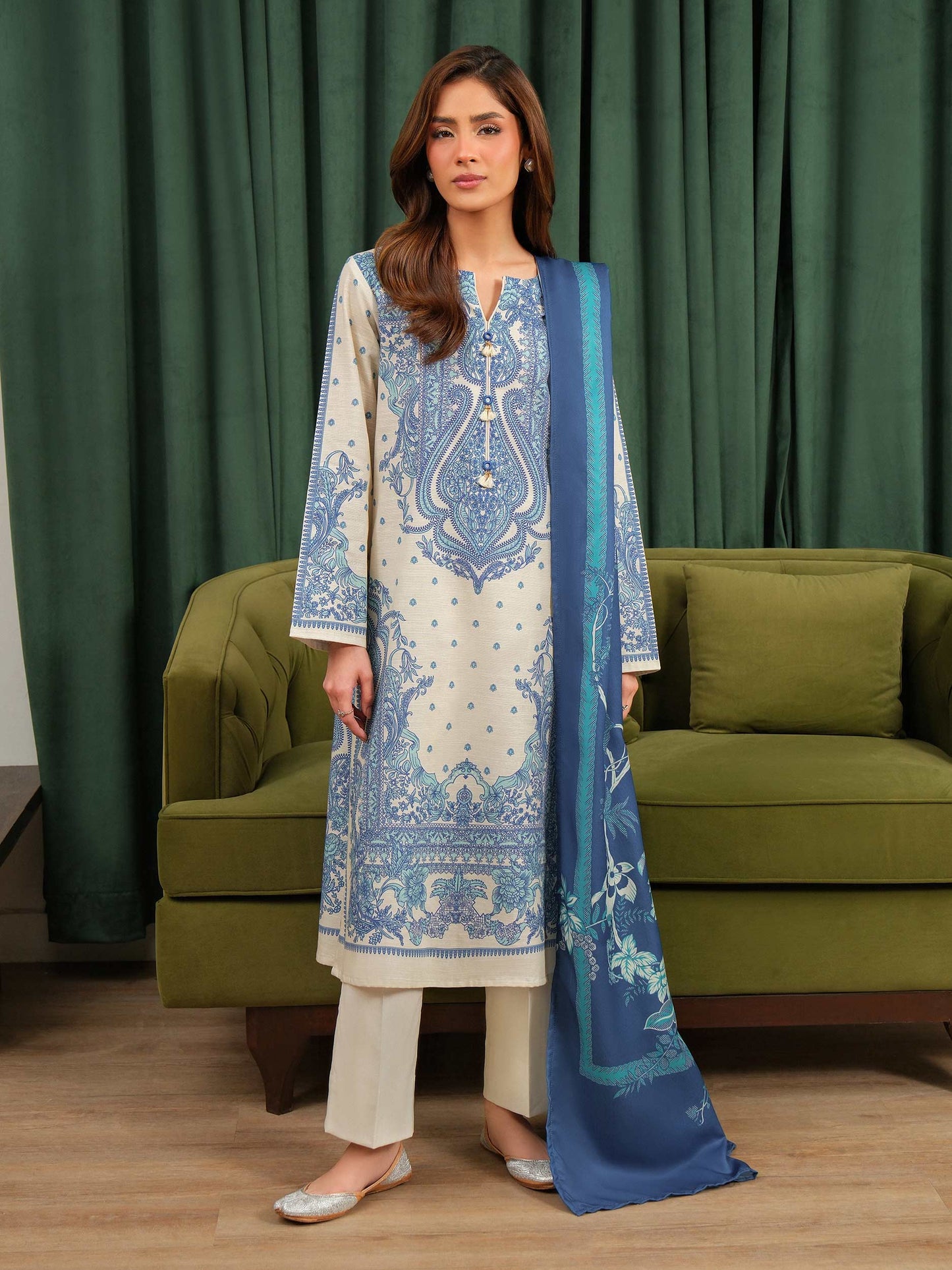 2 Piece Khaddar Suit-Printed (Unstitched)