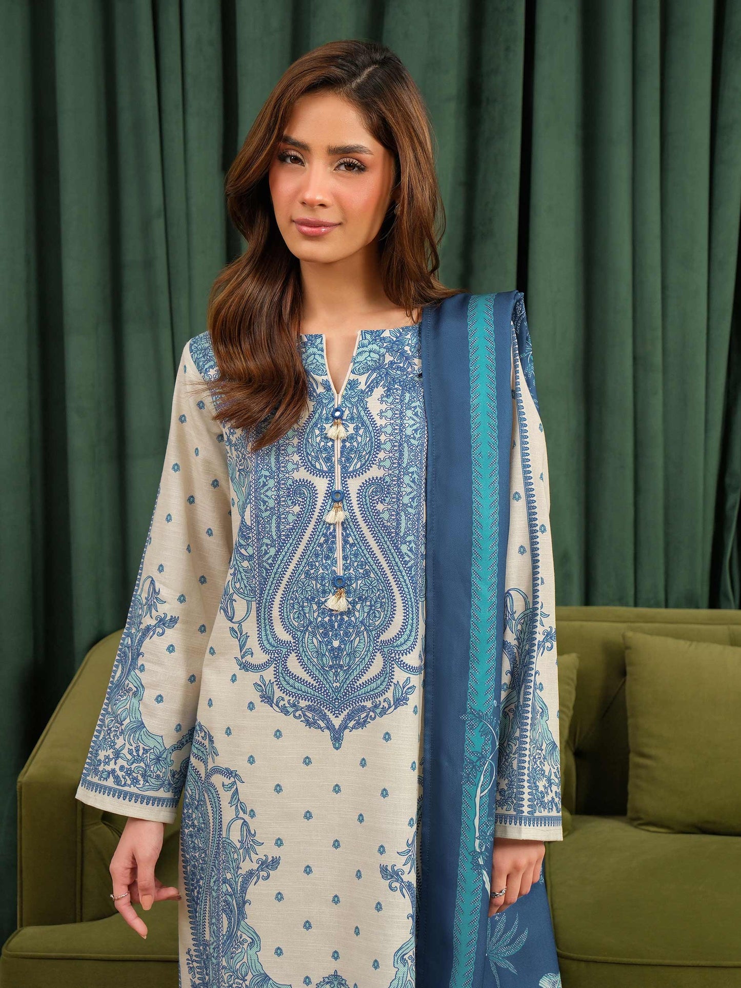 2 Piece Khaddar Suit-Printed (Unstitched)