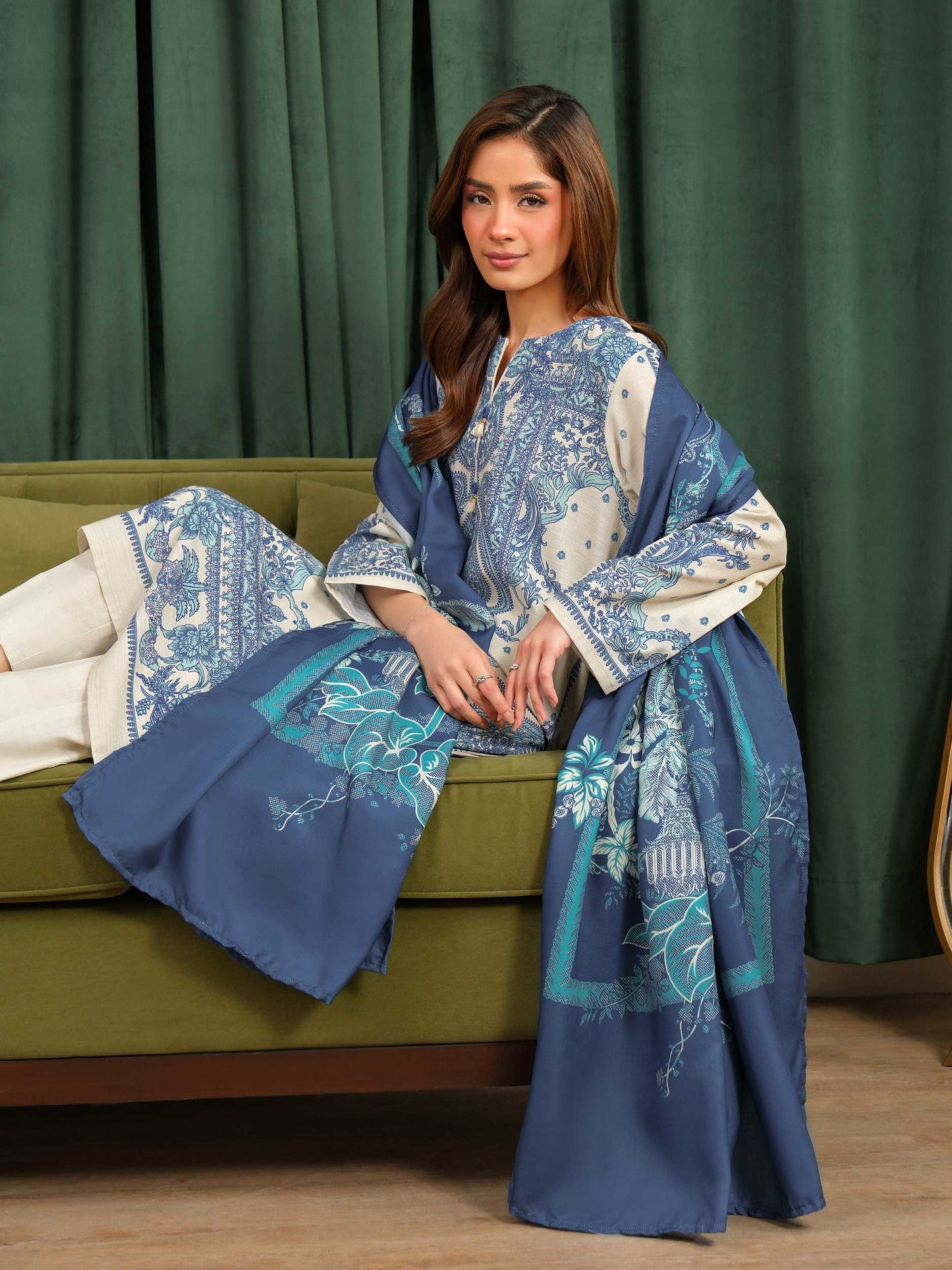 2 Piece Khaddar Suit-Printed (Unstitched)
