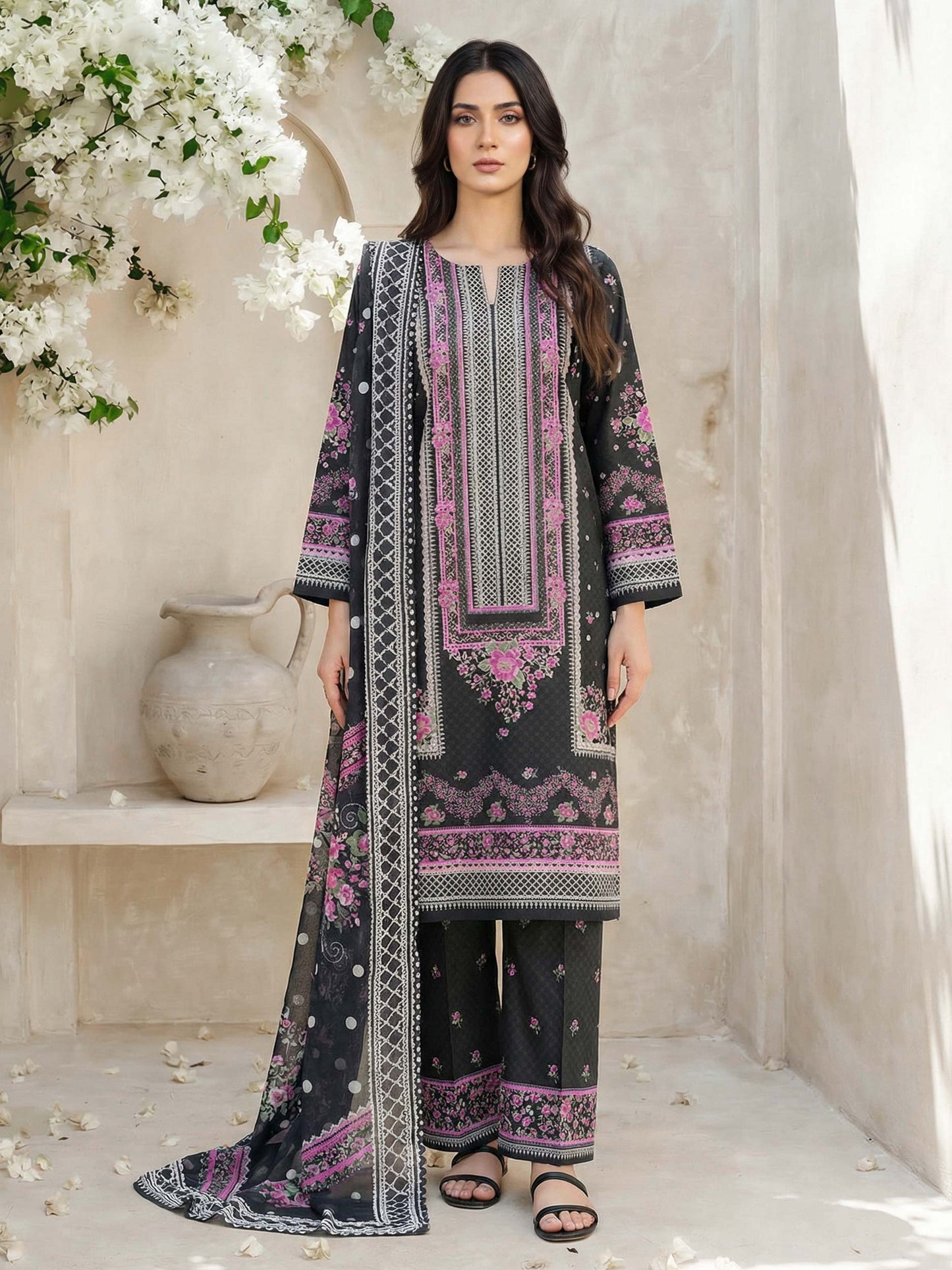 3 Piece Lawn Suit- Printed (Unstitched)