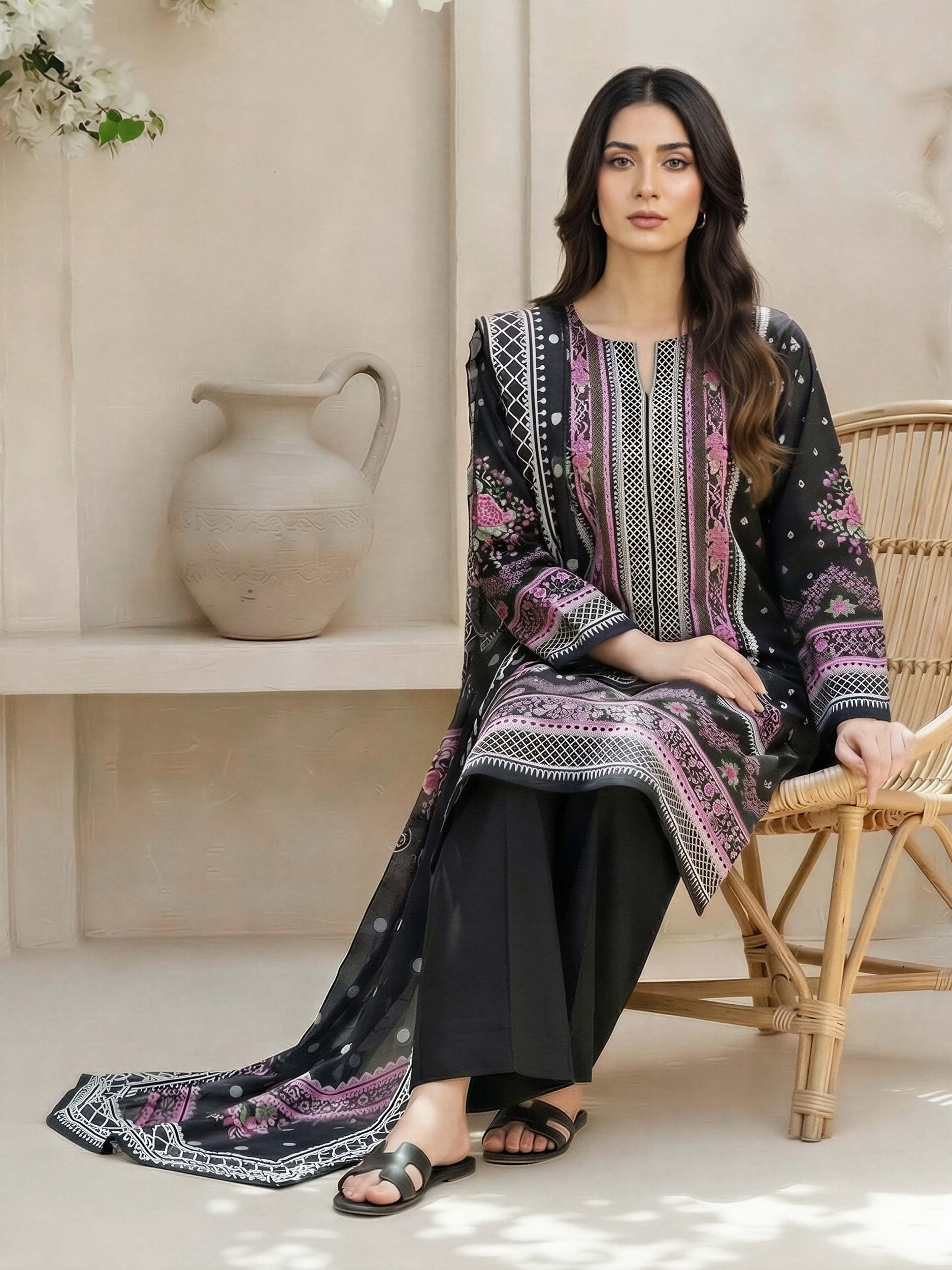 3 Piece Lawn Suit- Printed (Unstitched)