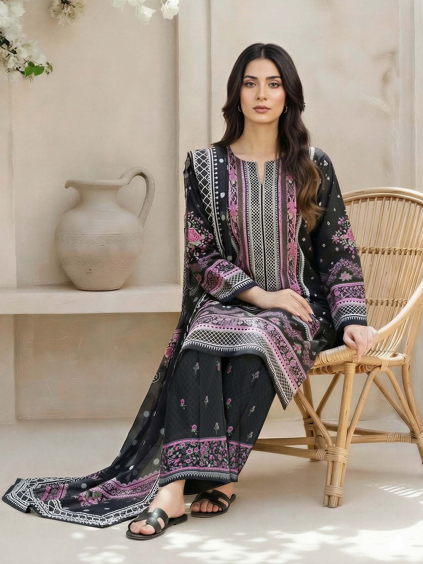 3 Piece Lawn Suit- Printed (Unstitched)