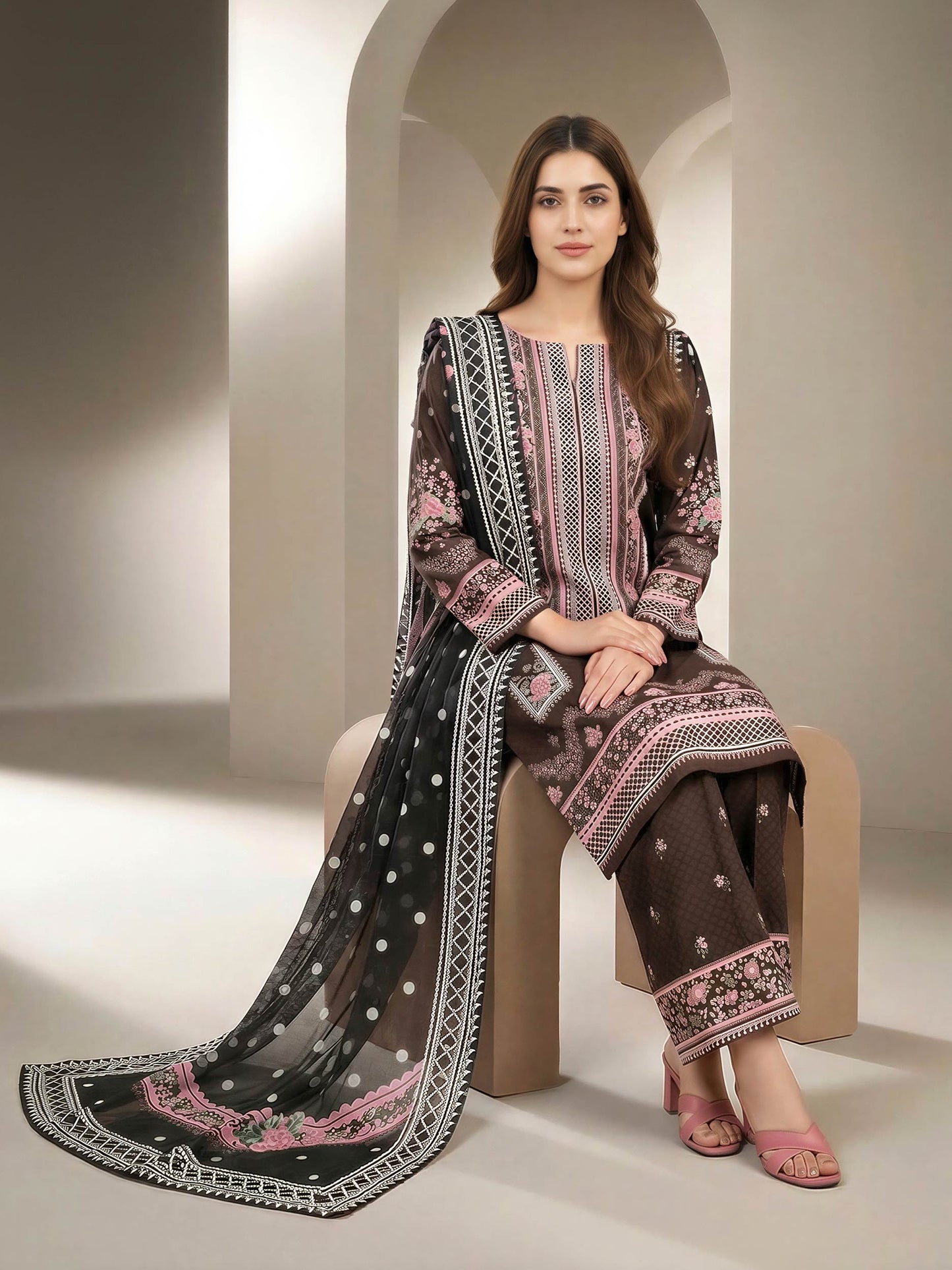 3 Piece Lawn Suit- Printed (Unstitched)