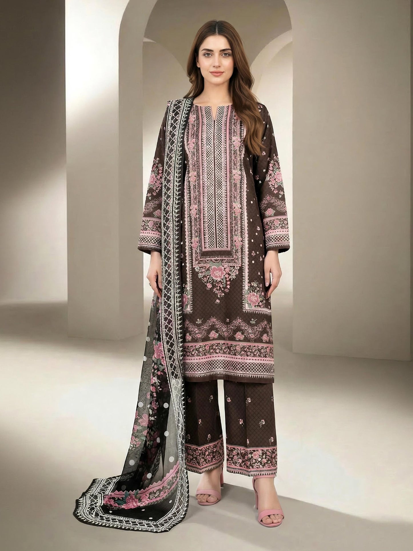 3 Piece Lawn Suit- Printed (Unstitched)