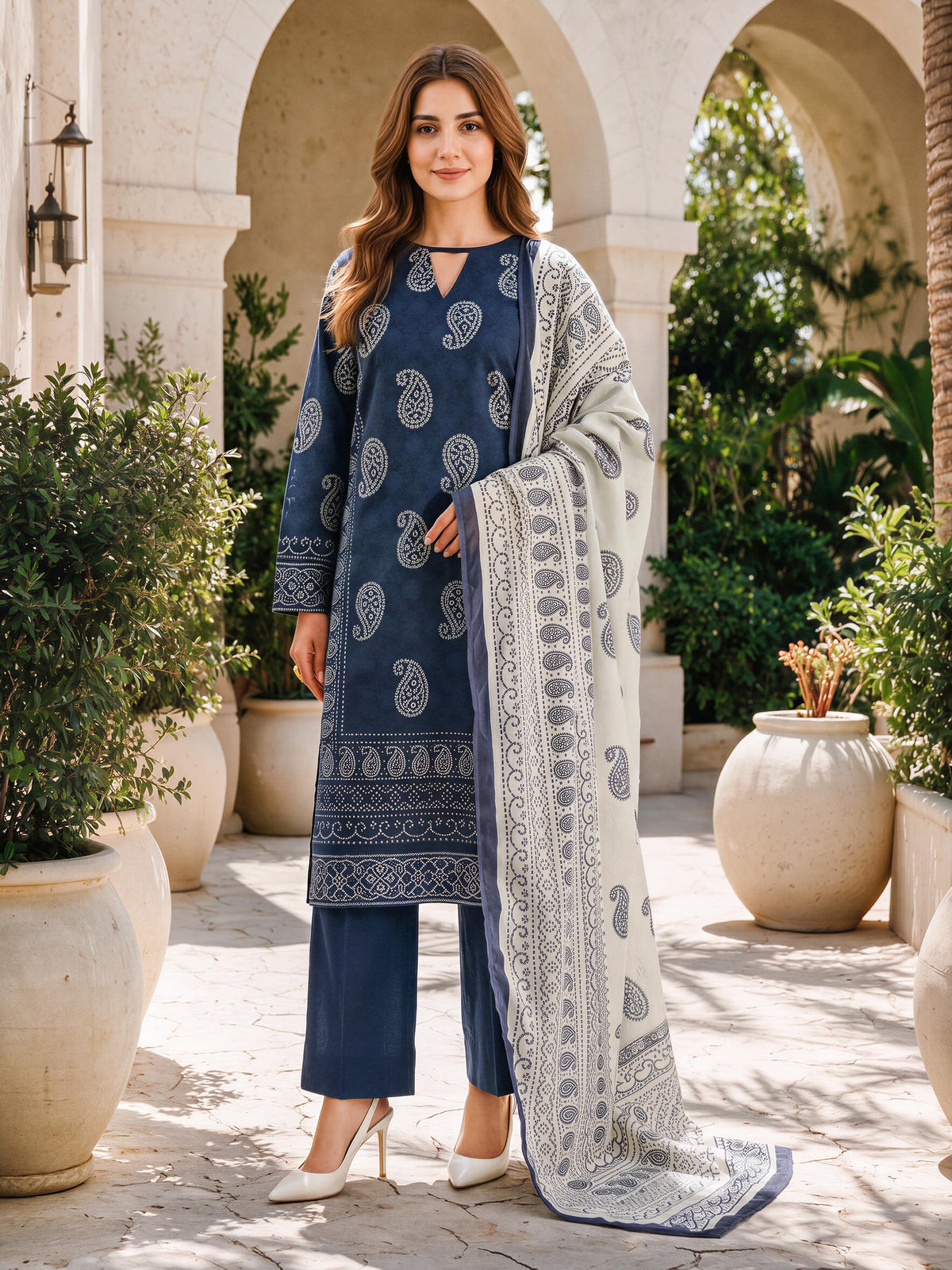 2 Piece Slub Khaddar Paste Suit (Unstitched)