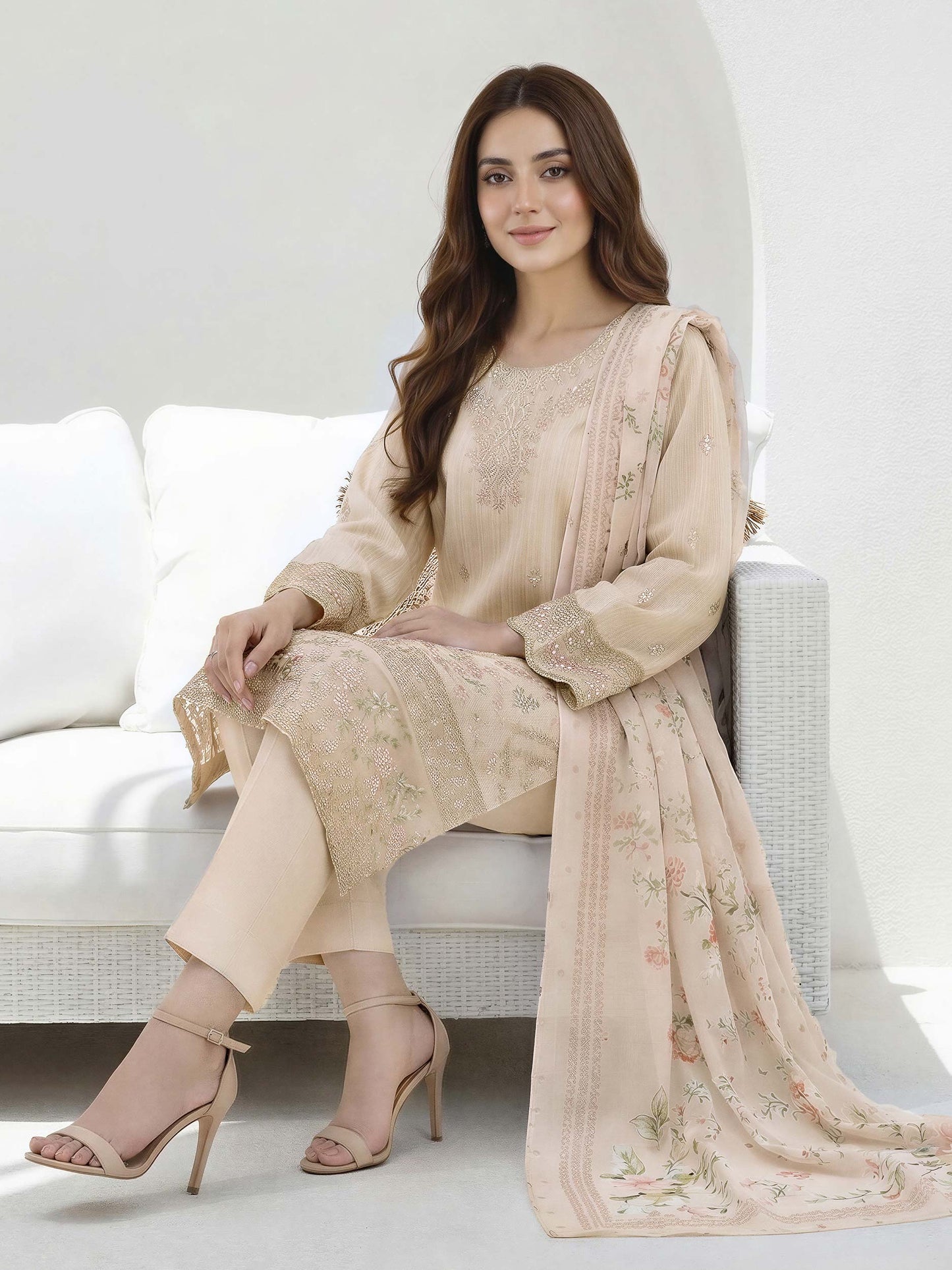 3 Piece Lawn Massouri Suit- Embroidered (Unstitched)